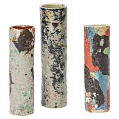 David Whitehead La Borne set di tre vasi in ceramica colorata arte contemporanea