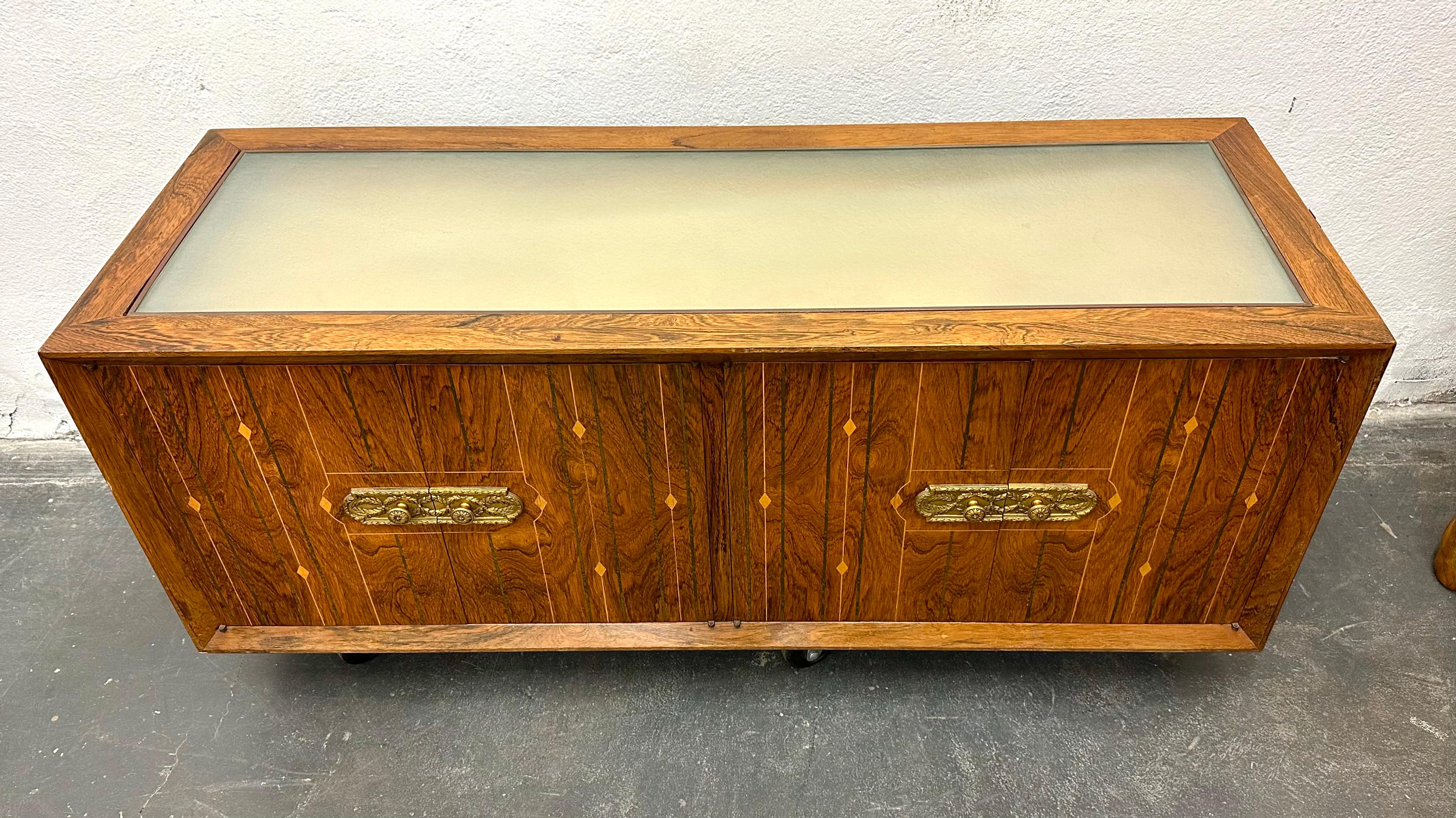 Mid-Century Modern Inlaid Rosewood Wall-Mount Sideboard, by David Wider Associates For Sale