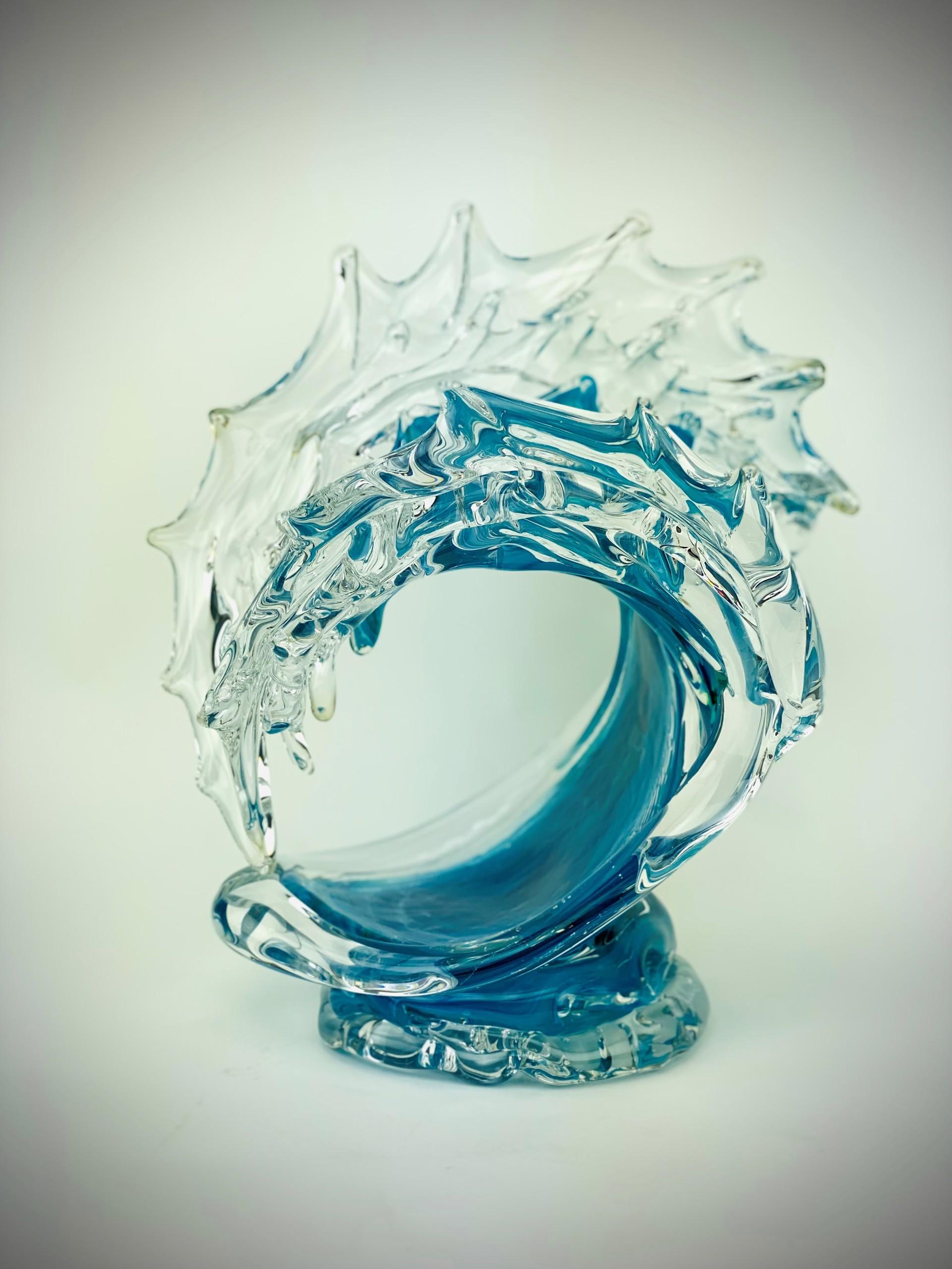 XL Turquoise Classic Wave - Sculpture by David Wight