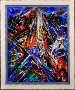 Rush Hour, Trafford Park, November. Surreal Cityscape of Manchester.Blues & Reds