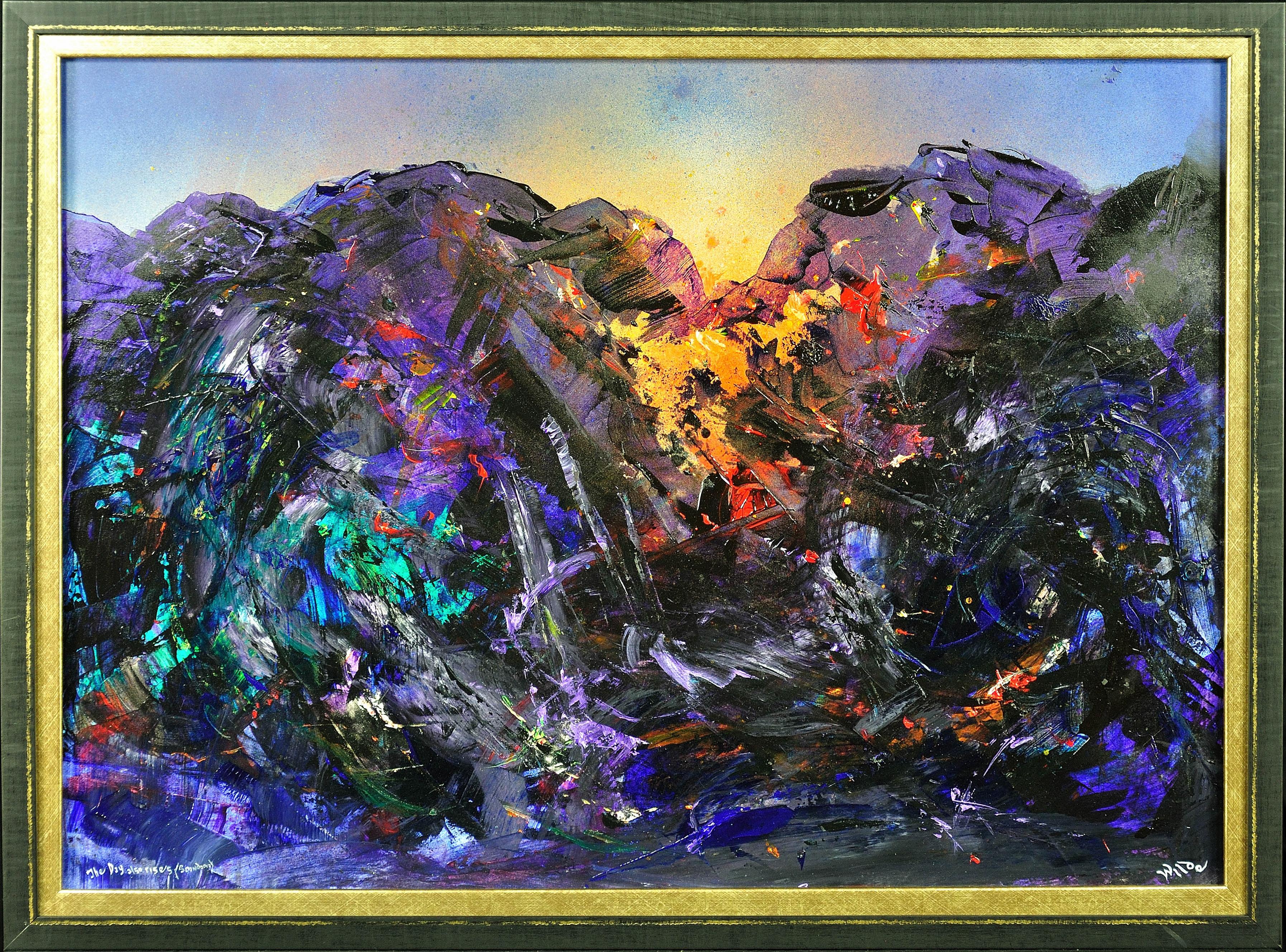 The Day Also Rises (Snowdonia). Original Abstract Landscape Painting. Mountains.