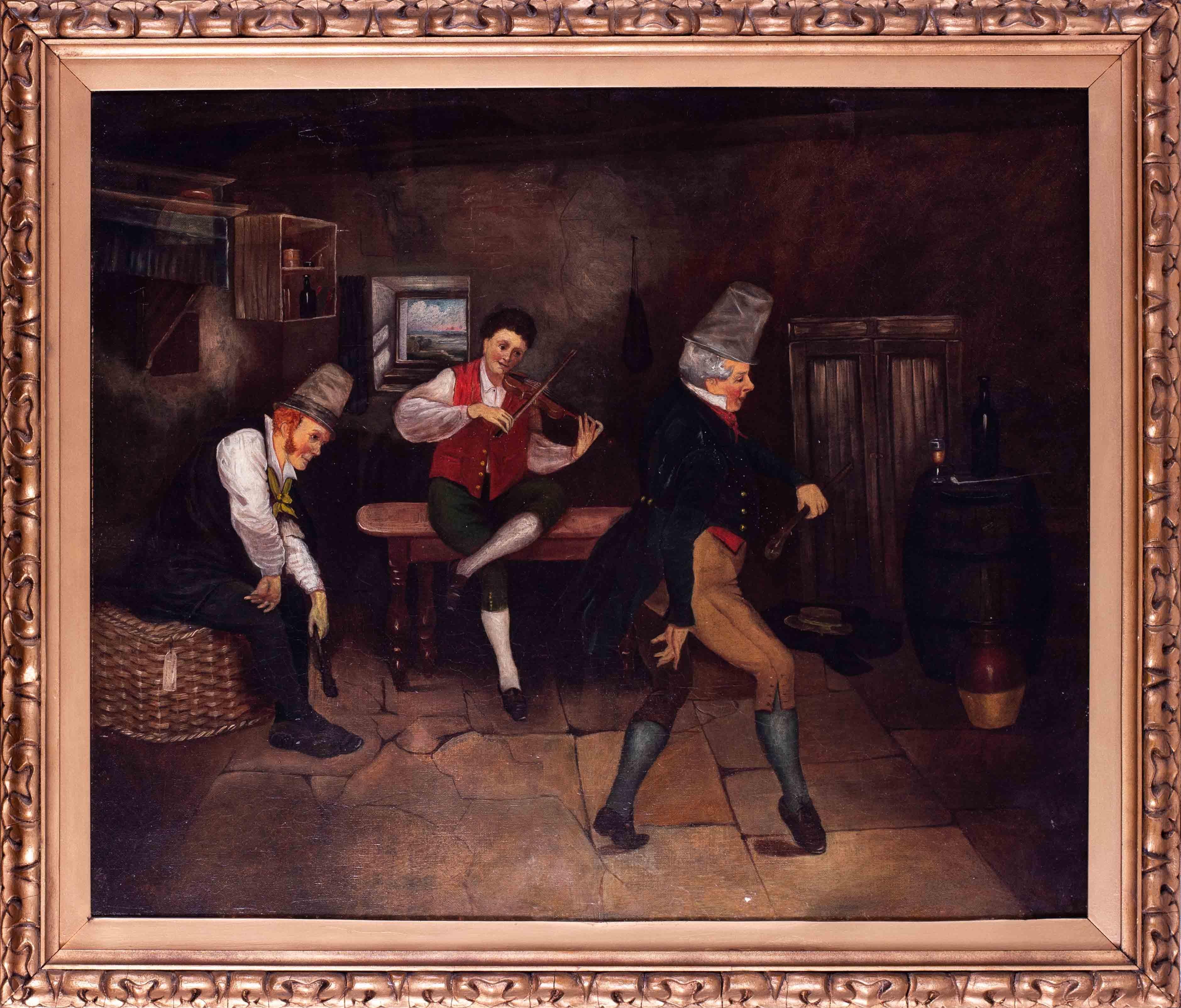 19th Century, English provincial school, figurative oil painting of a merry  jig at 1stDibs