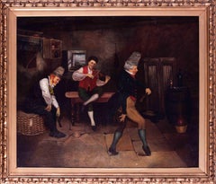 19th Century, English provincial school, figurative oil painting of a merry jig
