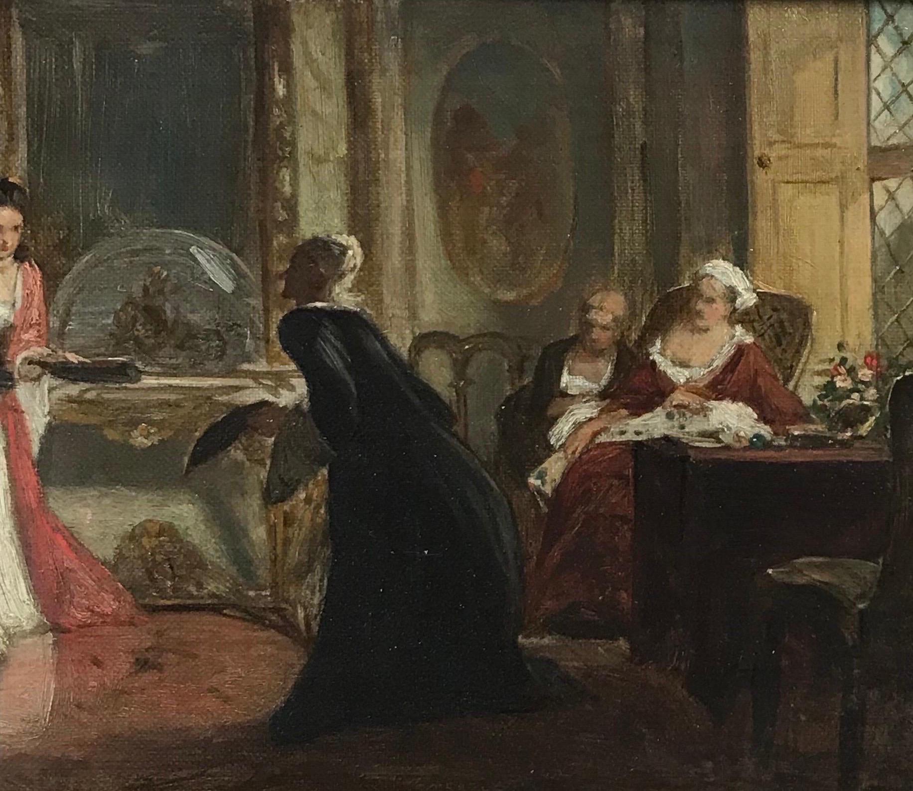 Elegant Ladies in Grand Drawing Room Interior, Fine 19th Century British Oil - Victorian Painting by David Wilkie Wynfield 