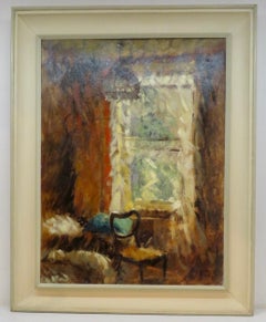 Original English Post Impressionist signed Oil Painting ROOM INTERIOR STUDY