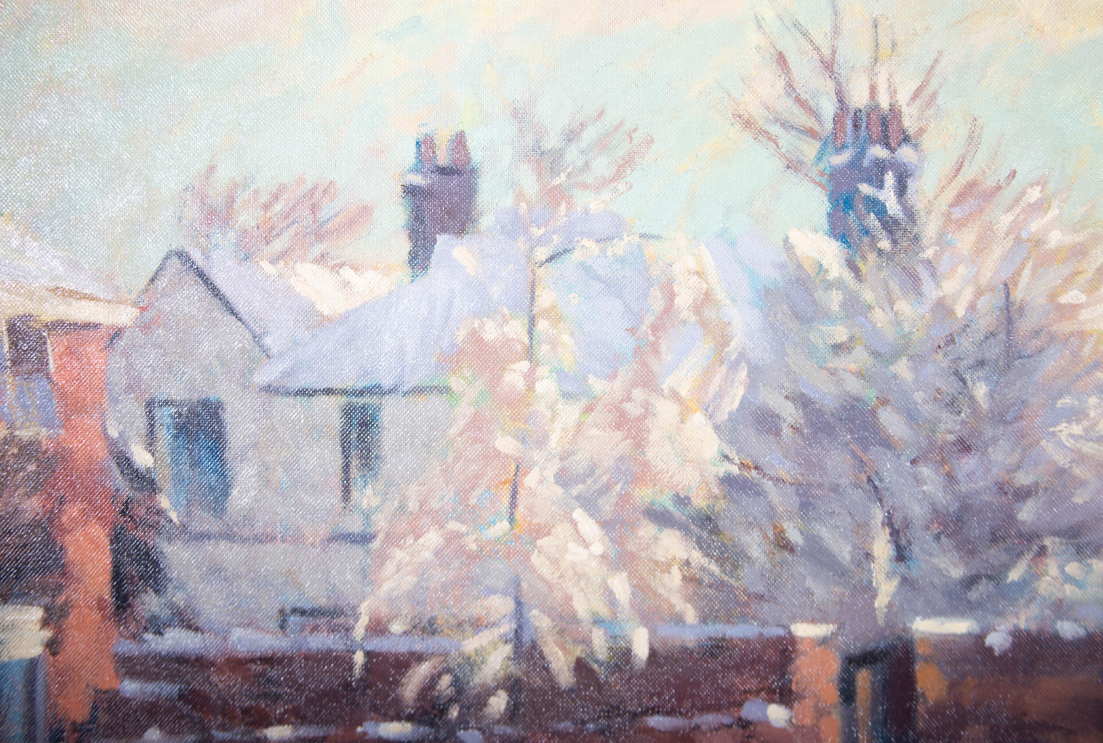 David Wilson (1919-2013) - 1985 Oil, St Albans In The Snow For Sale 1