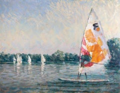 David Wilson (1919-2013) - Contemporary Oil, Wind Sailing On The Lake