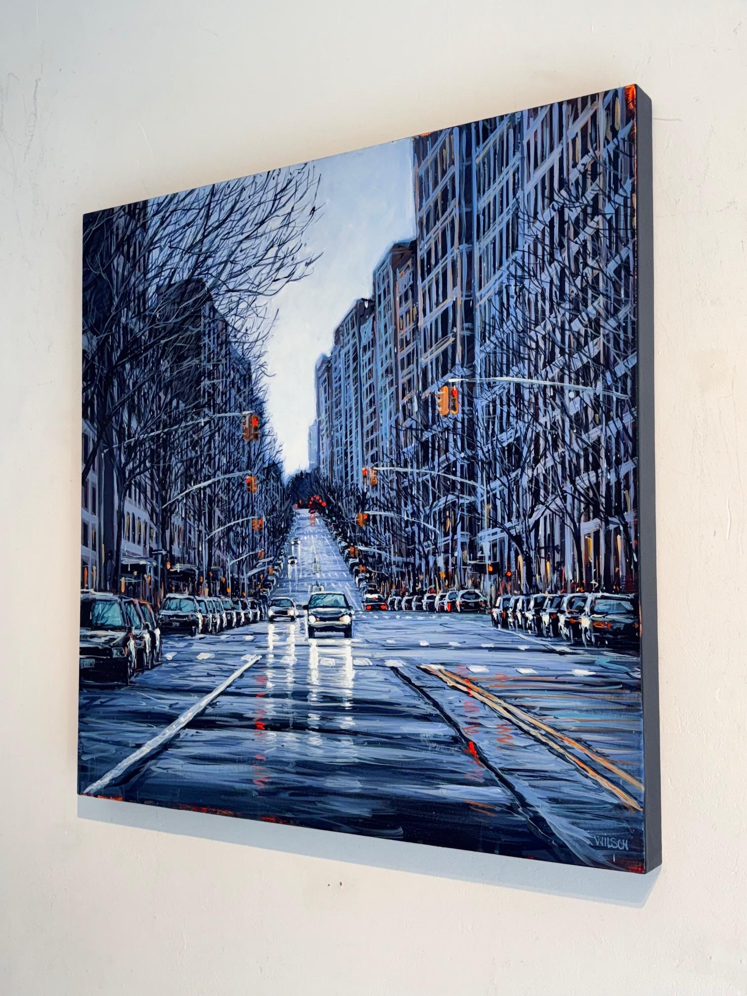 I'll Find You Later- original modern impressionism cityscape London painting-Art - Realist Painting by David Wilson