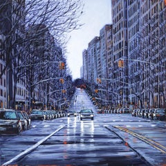 Je vous trouverai plus tard - impressionnisme moderne original, paysage urbain londonien peinture d'art