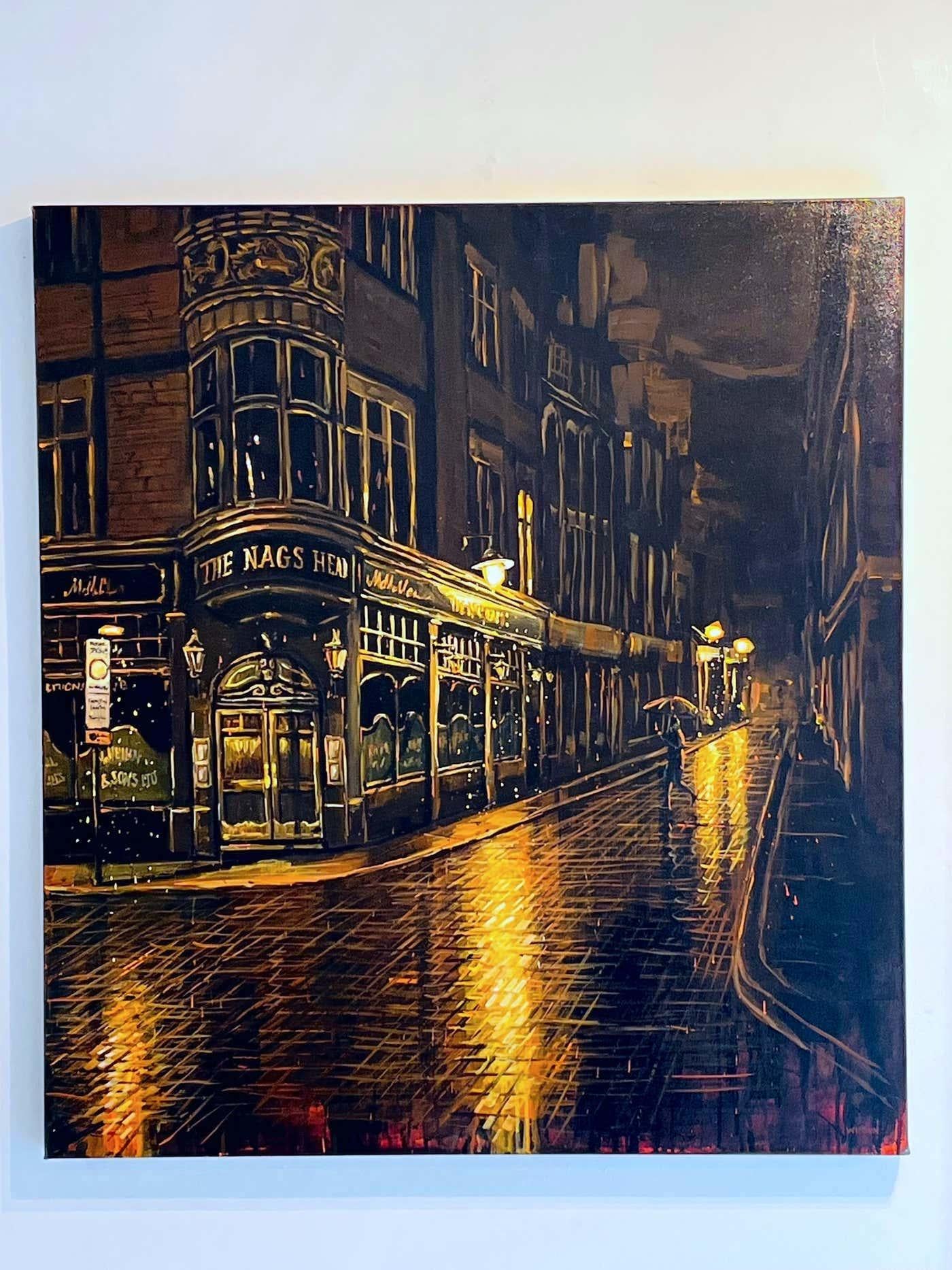 Più tardi di quanto dovrei essere - impressionismo originale - pittura di paesaggi urbani di Londra - Arte - Painting di David Wilson
