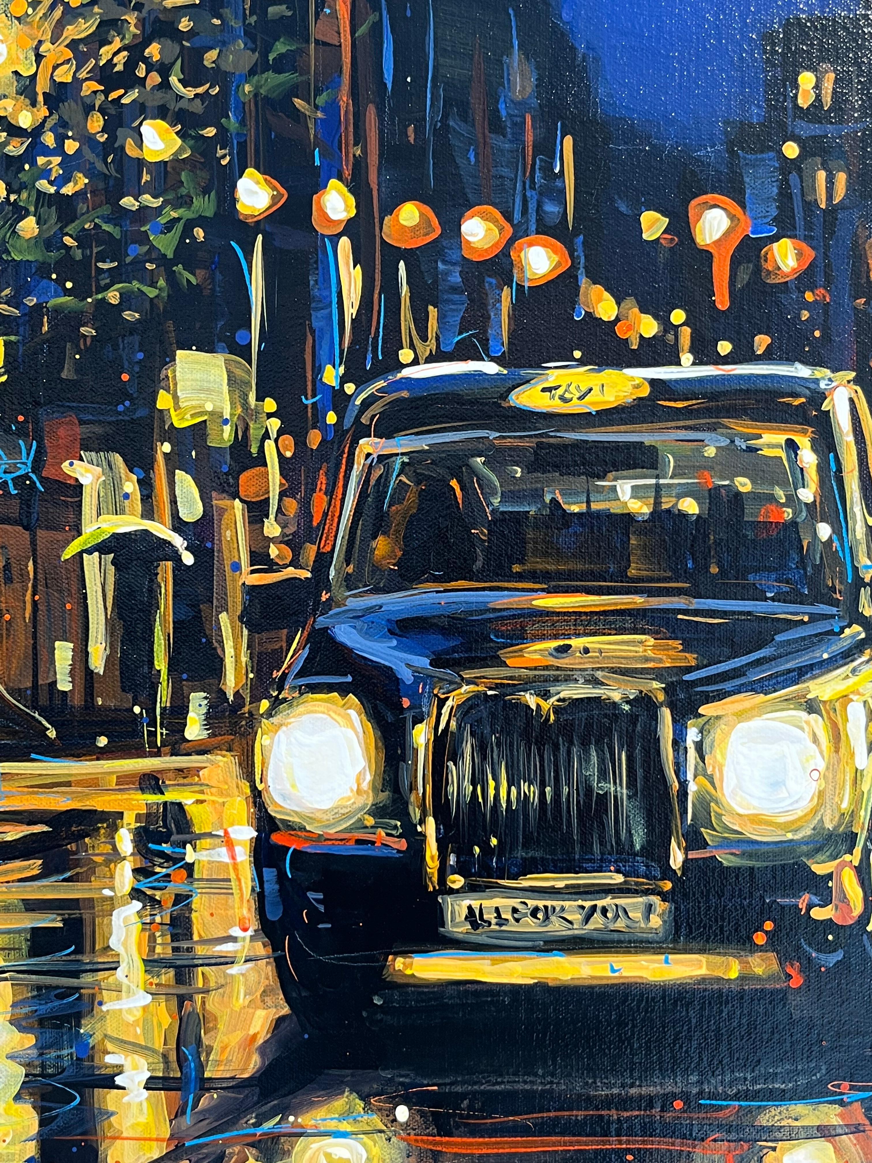 On the Other Side- original modern impressionism cityscape London painting-Art - Landscape Painting Negro de David Wilson