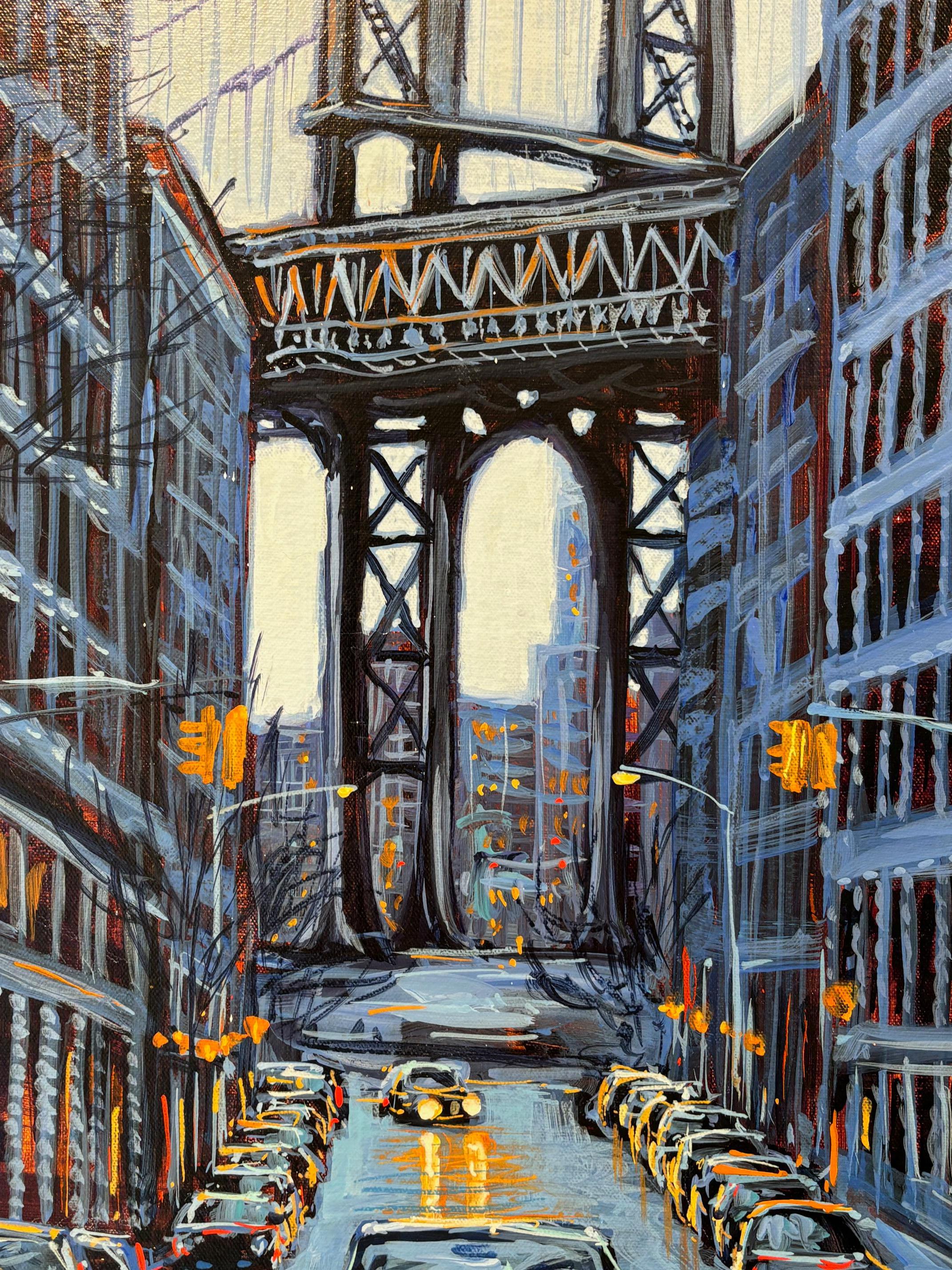 On The Way There-originale impressionistische NY Stadtbild Malerei - zeitgenössische Kunst – Painting von David Wilson