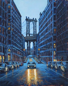 On The Way There-original impressionism NY cityscape painting - contemporary Art