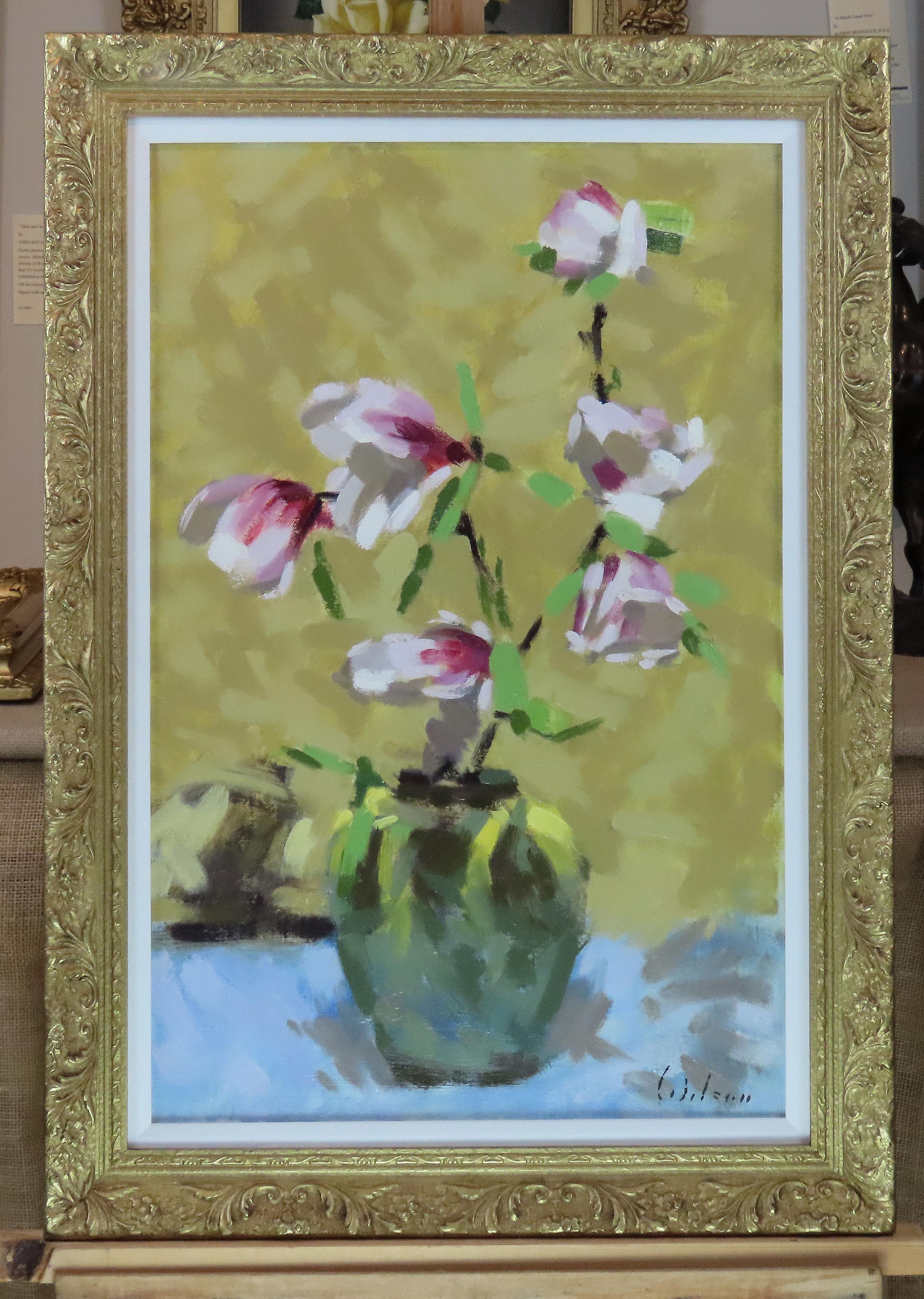 Original Ölgemälde auf Leinwand, David Wilson, „Stillleben mit Blumen“, Öl im Angebot 1
