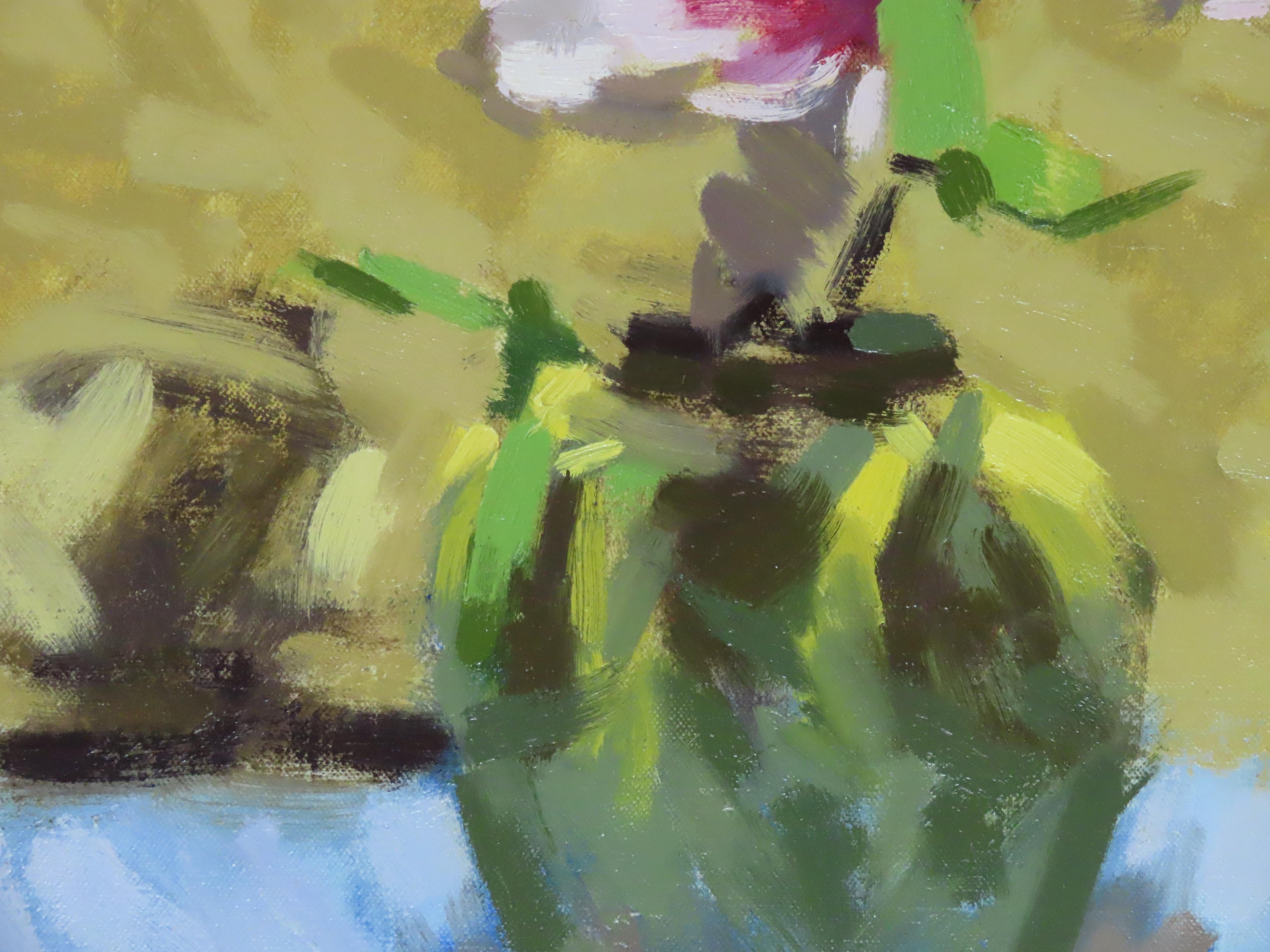 Original Ölgemälde auf Leinwand, David Wilson, „Stillleben mit Blumen“, Öl im Angebot 4