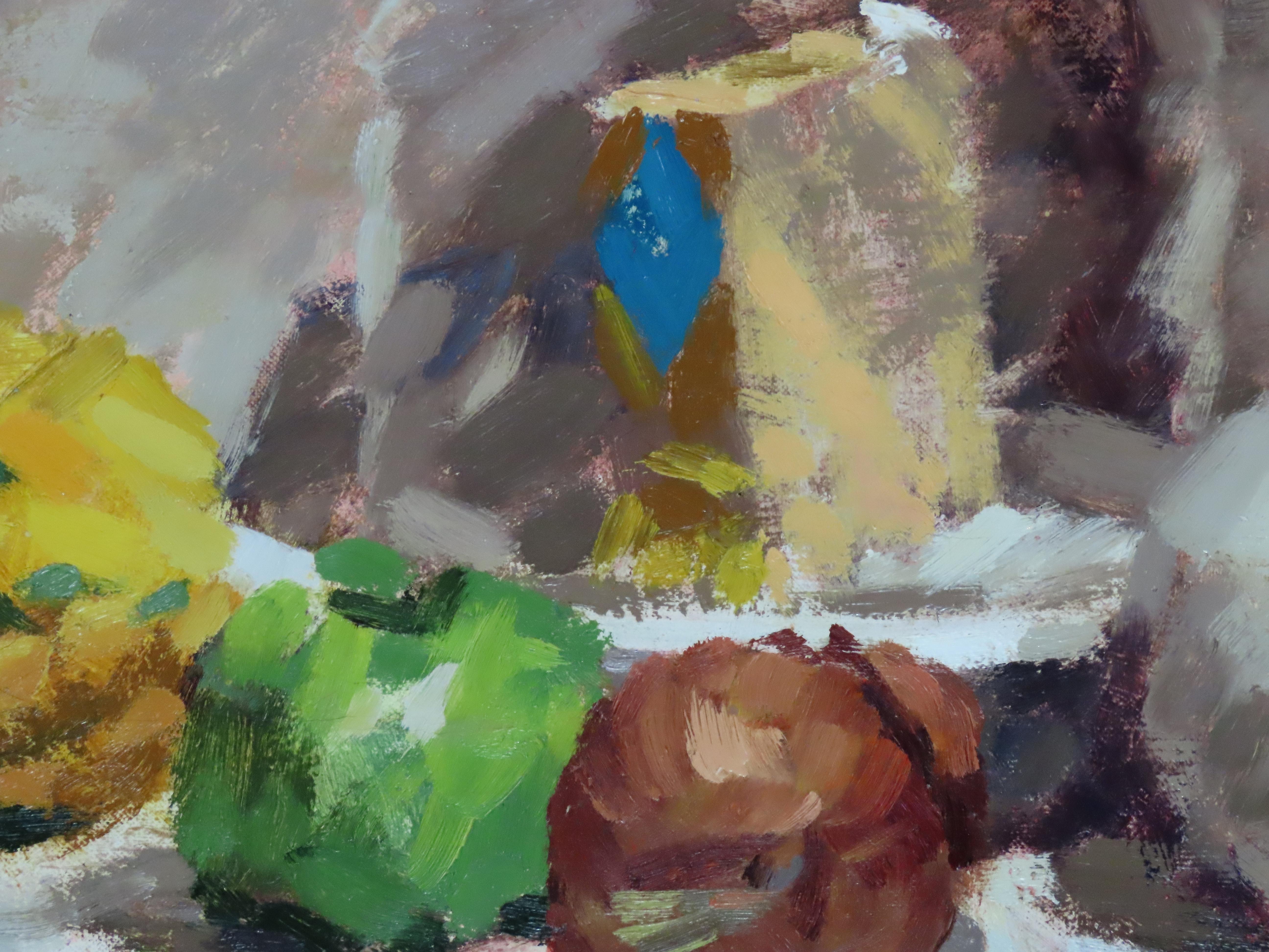 Original Ölgemälde auf Leinwand, David Wilson, „ Käse und Obst“, Öl im Angebot 3