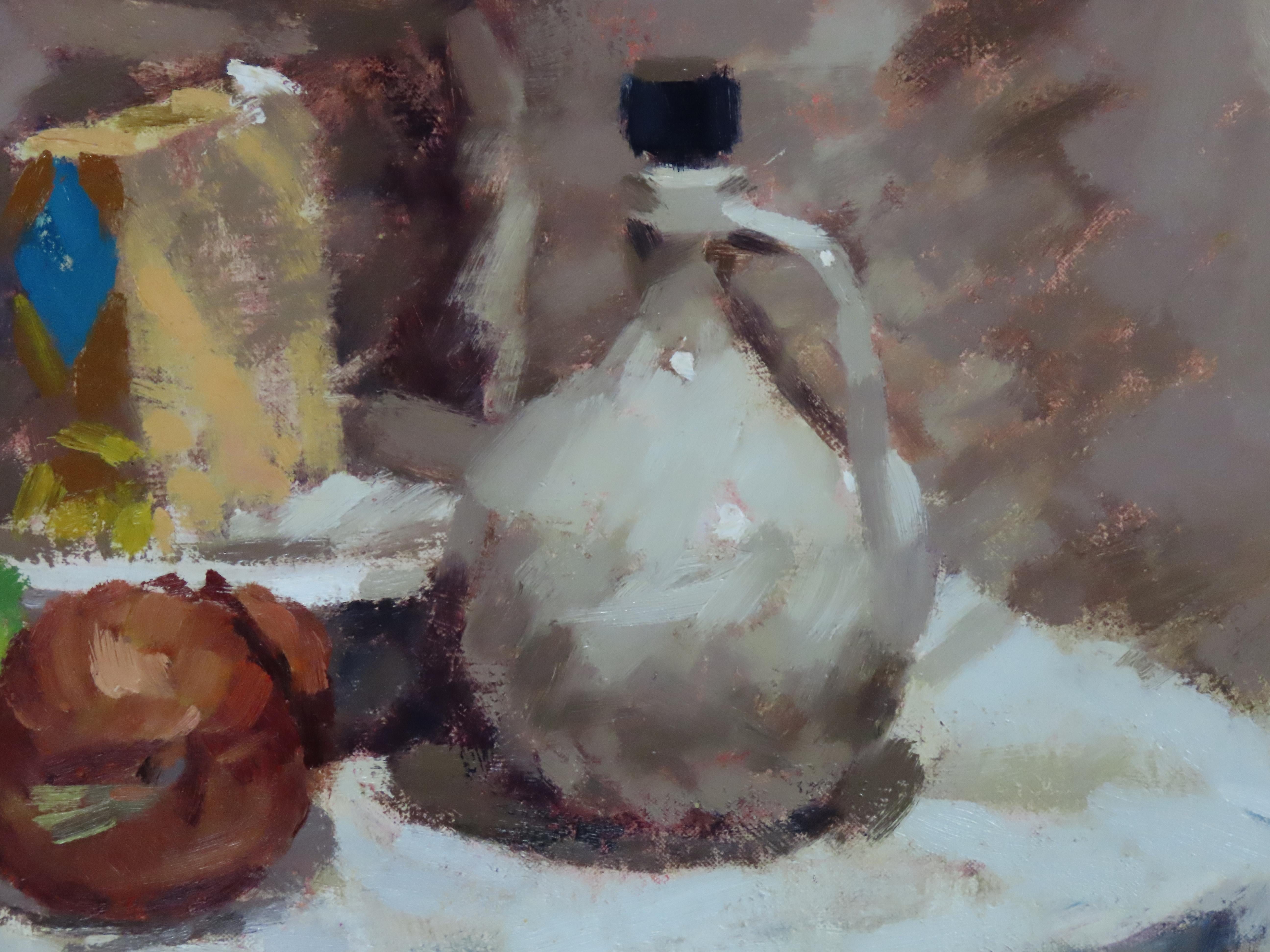 Original Ölgemälde auf Leinwand, David Wilson, „ Käse und Obst“, Öl im Angebot 4