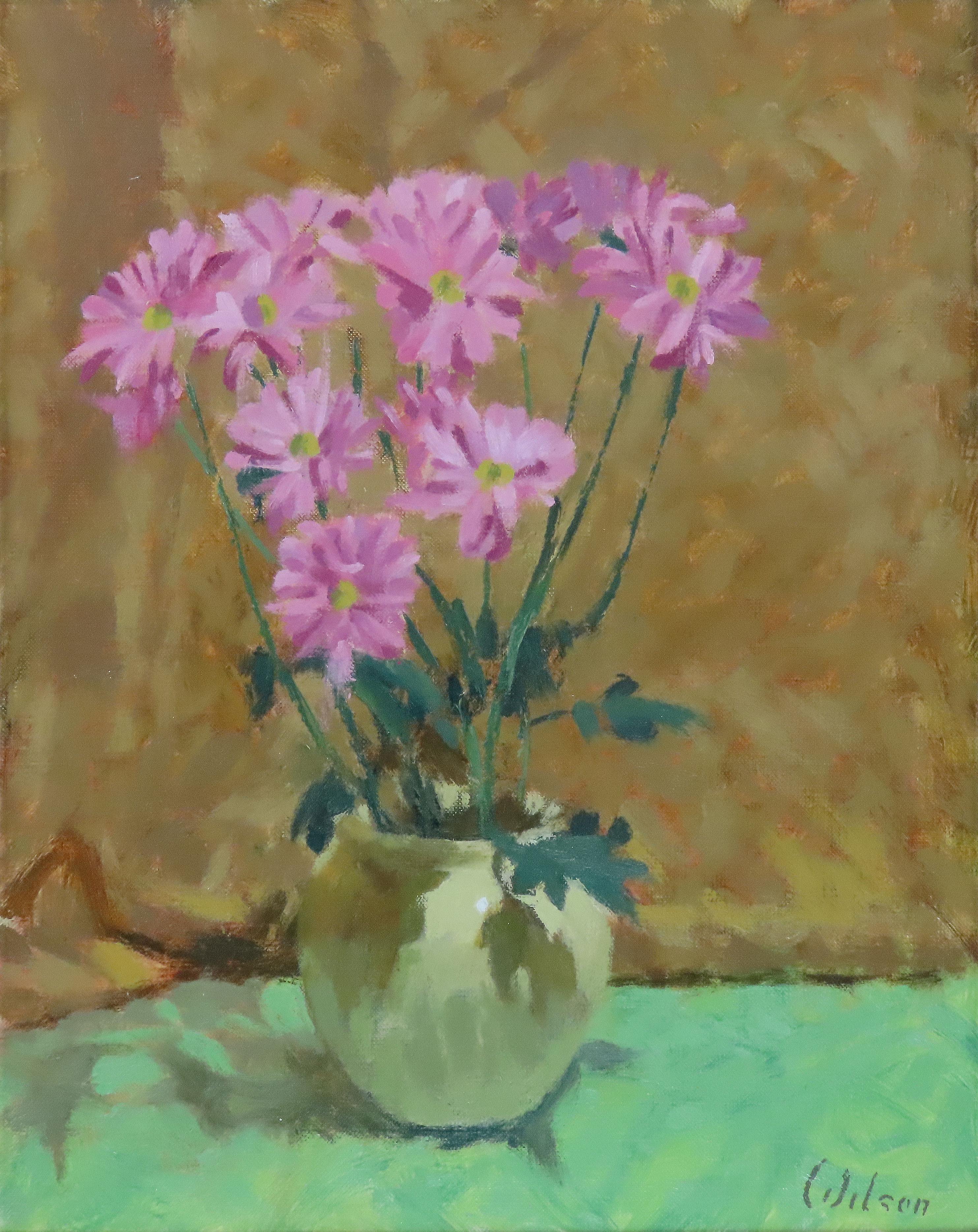 Original Ölgemälde auf Leinwand, David Wilson, „Rosablumen“ im Angebot 2