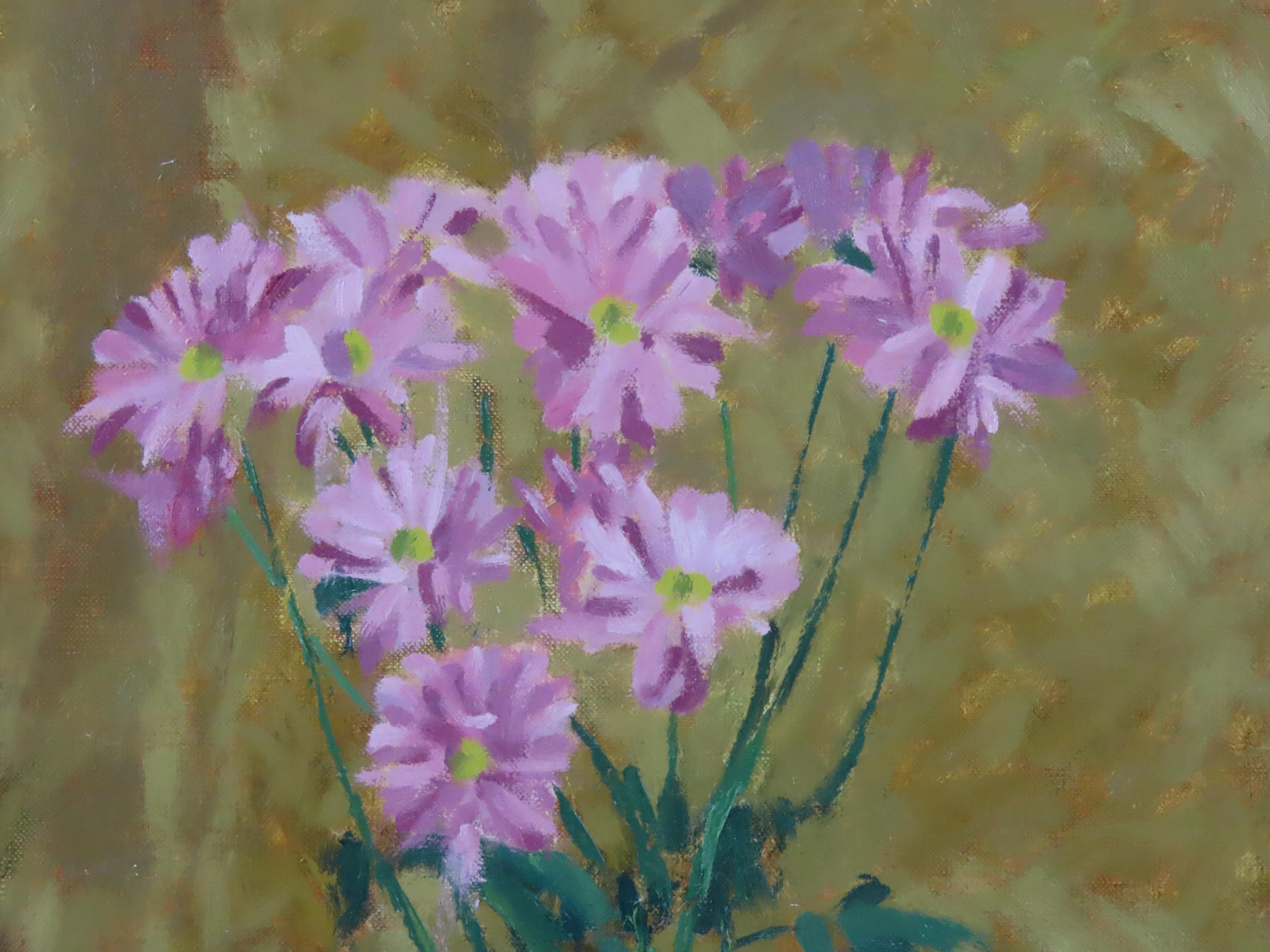 Original Ölgemälde auf Leinwand, David Wilson, „Rosablumen“ im Angebot 3