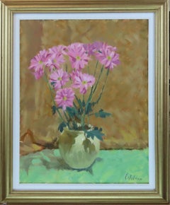 Vintage Original oil on Canvas, David Wilson, "Pink Flowers"