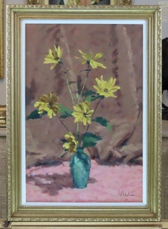Original Ölgemälde auf Leinwand, David Wilson, „Stillleben mit Blumen“, Öl