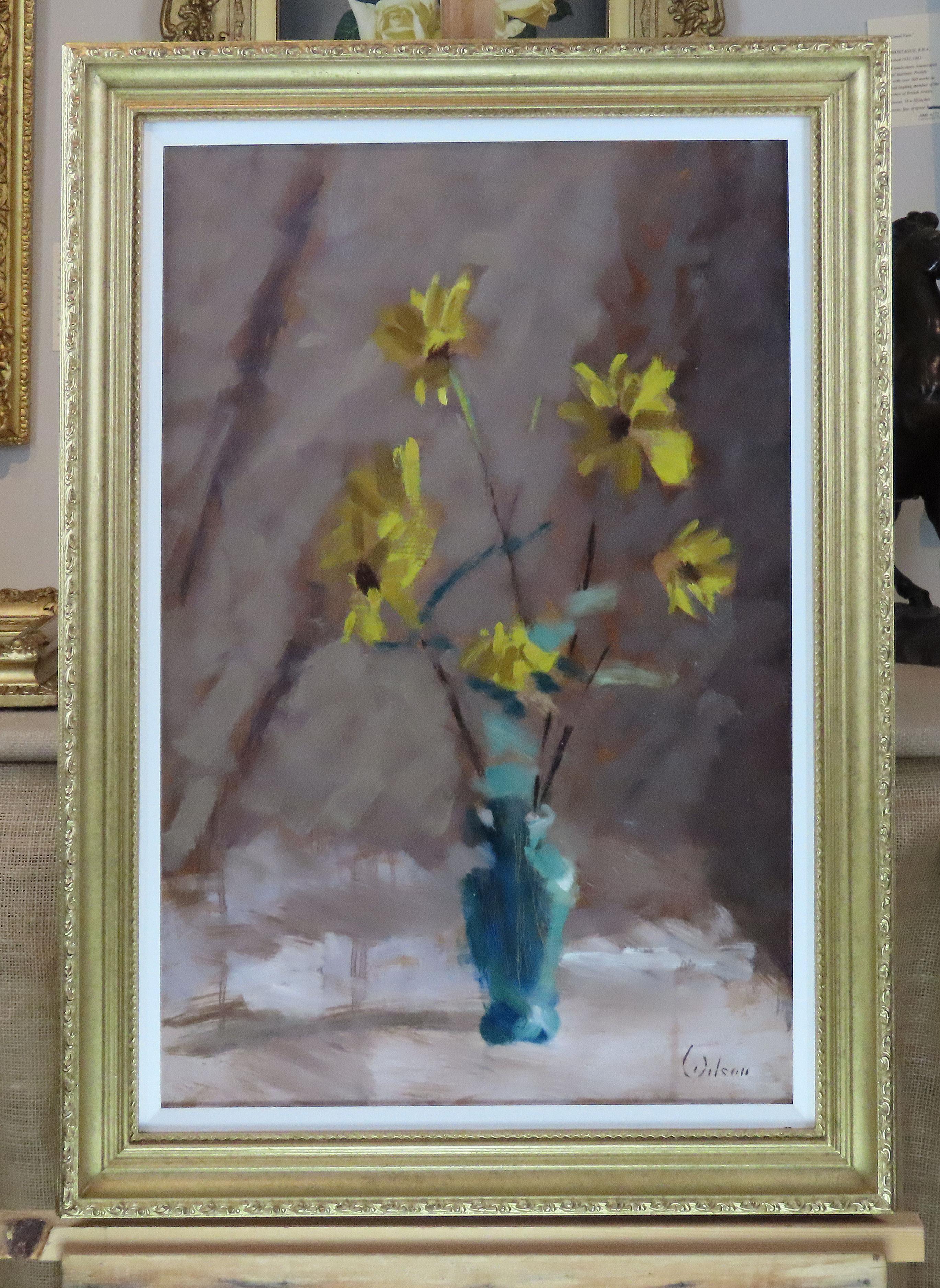 Original Ölgemälde auf Leinwand, David Wilson, „Studie von Helianthus“, Öl im Angebot 1