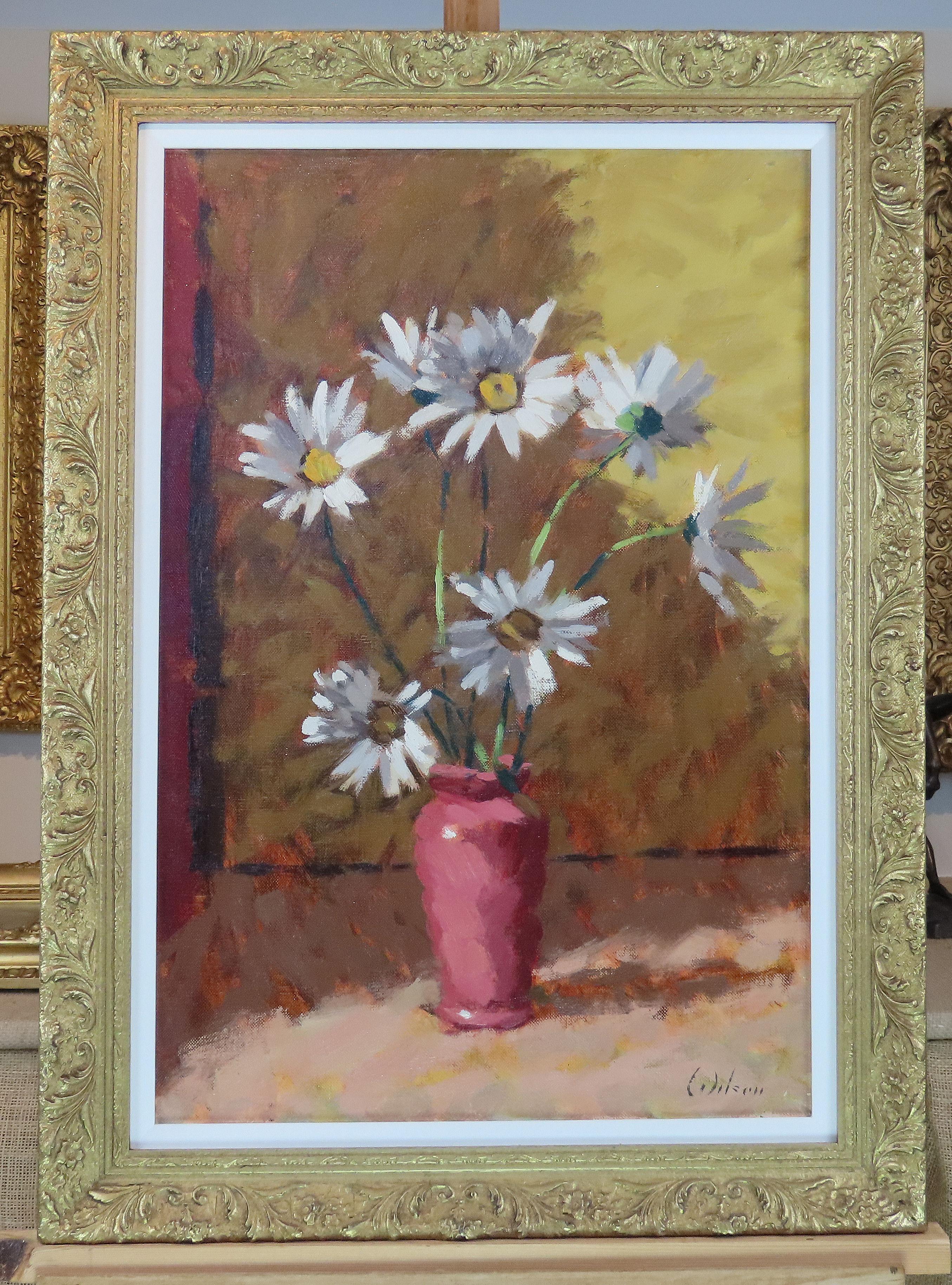 Original Ölgemälde auf Leinwand, David Wilson, „Stillleben mit Blumen“, Öl im Angebot 1
