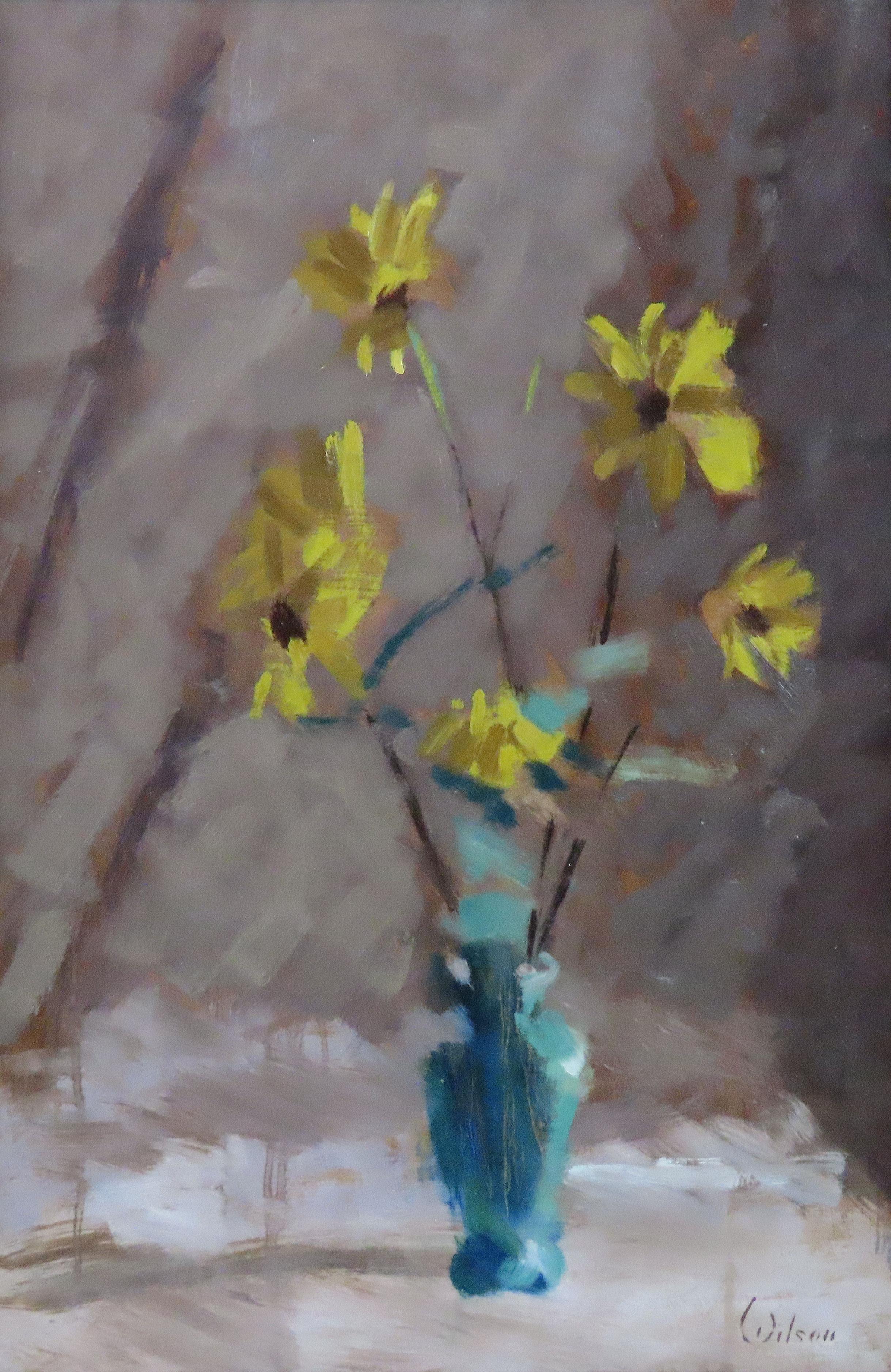 Original Ölgemälde auf Leinwand, David Wilson, „Studie von Helianthus“, Öl im Angebot 2