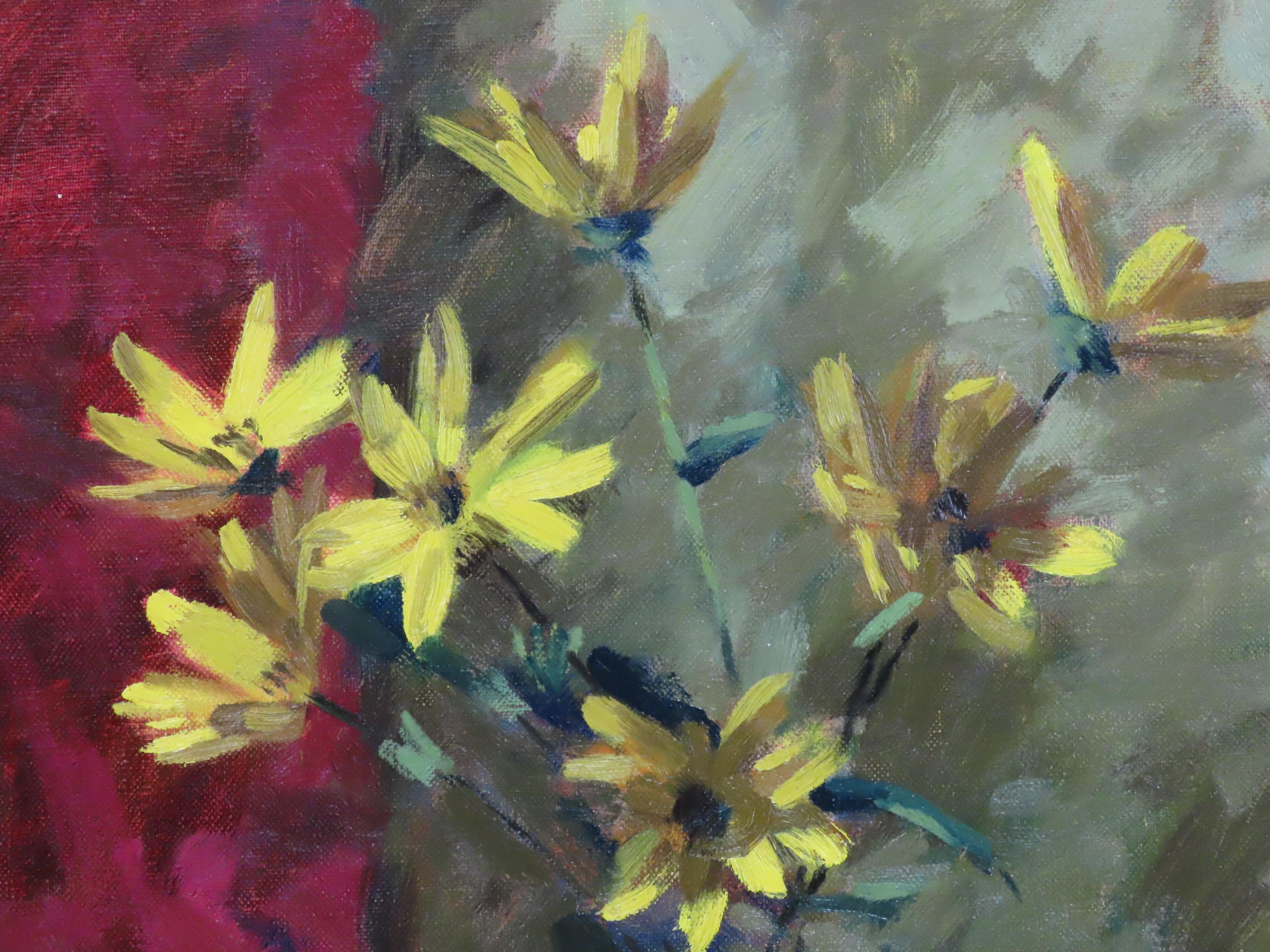Original Ölgemälde auf Leinwand, David Wilson, „Stillleben mit Blumen“, Öl im Angebot 2