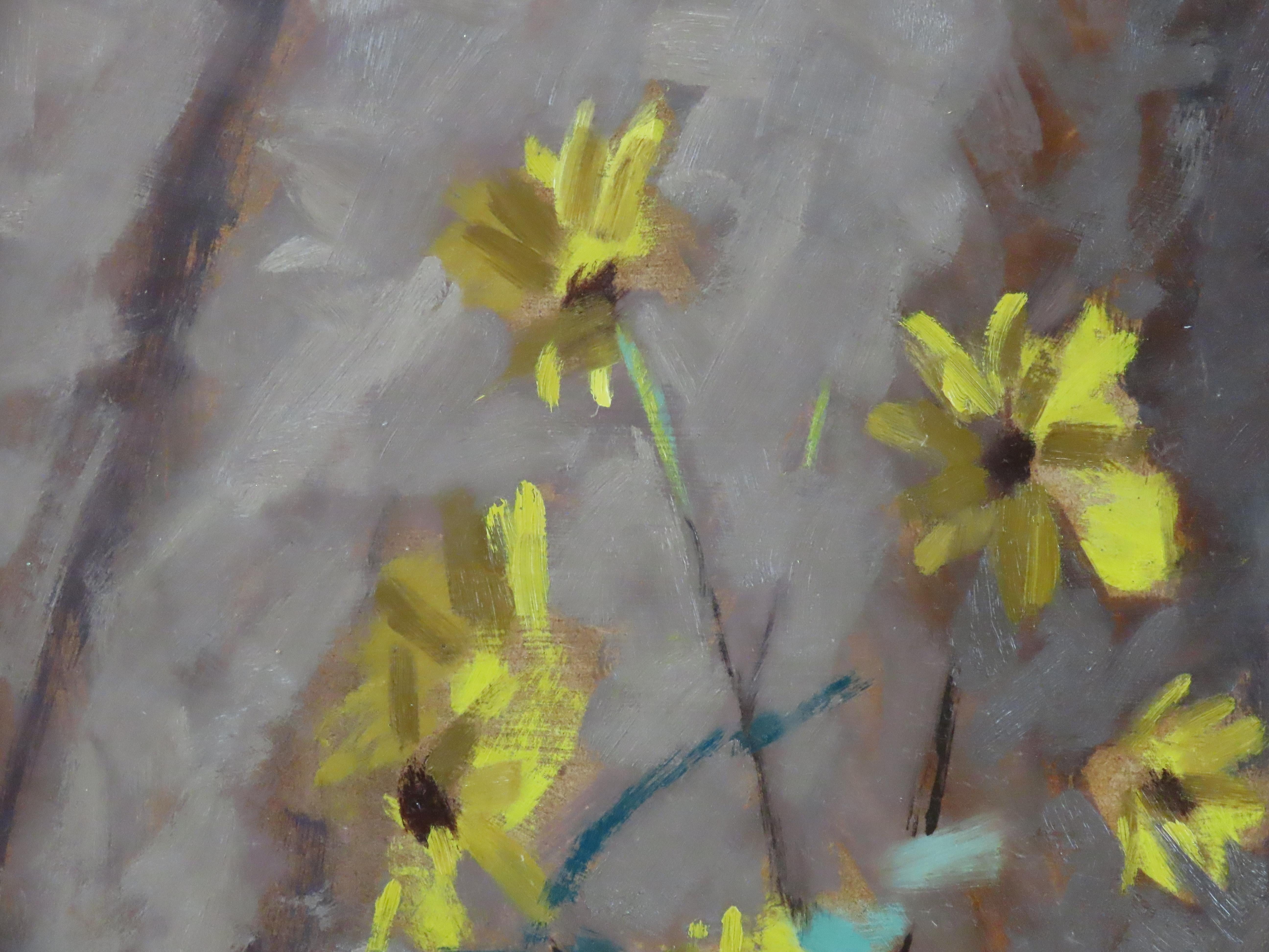 Original Ölgemälde auf Leinwand, David Wilson, „Studie von Helianthus“, Öl im Angebot 3