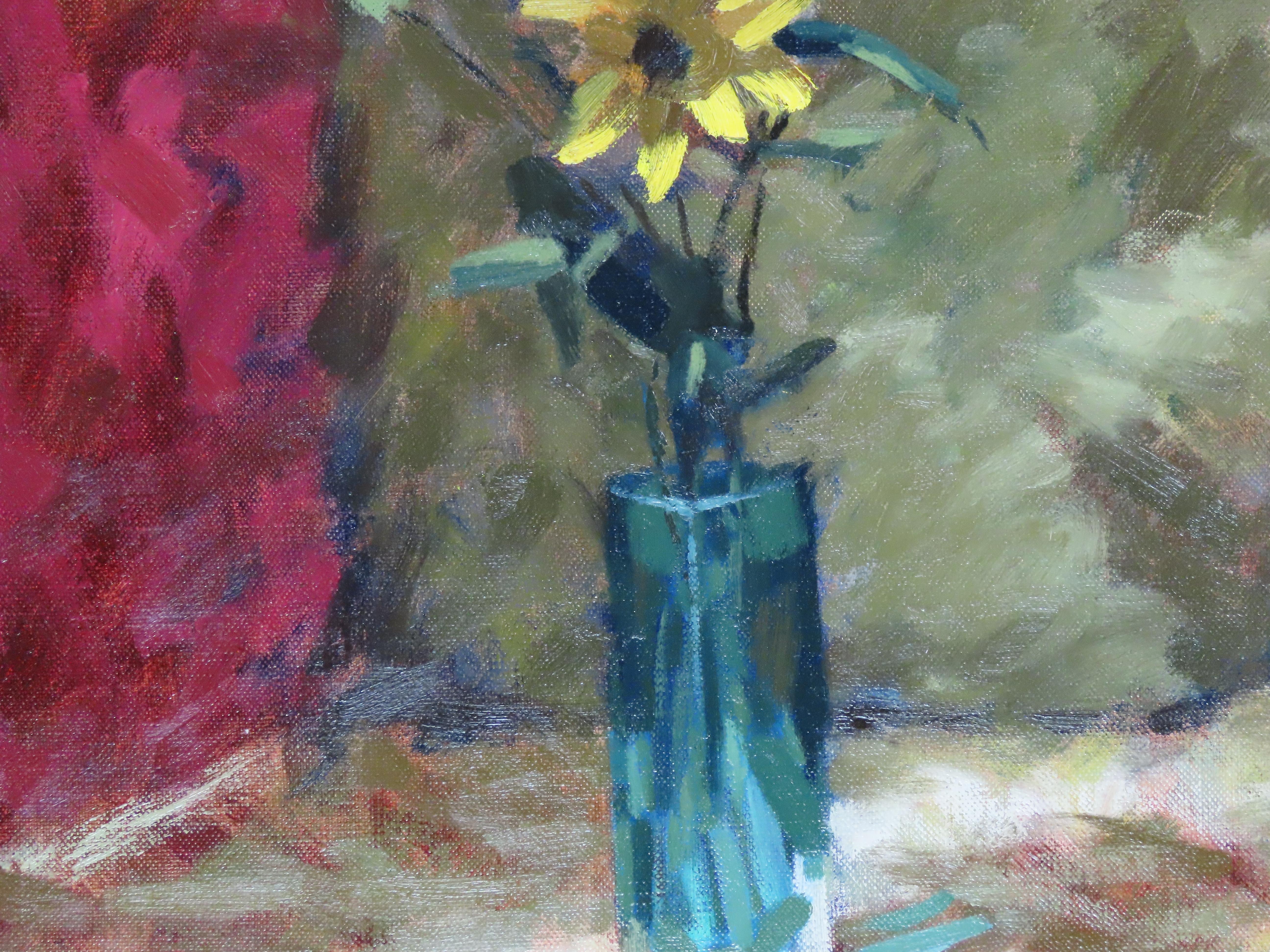 Original Ölgemälde auf Leinwand, David Wilson, „Stillleben mit Blumen“, Öl im Angebot 3