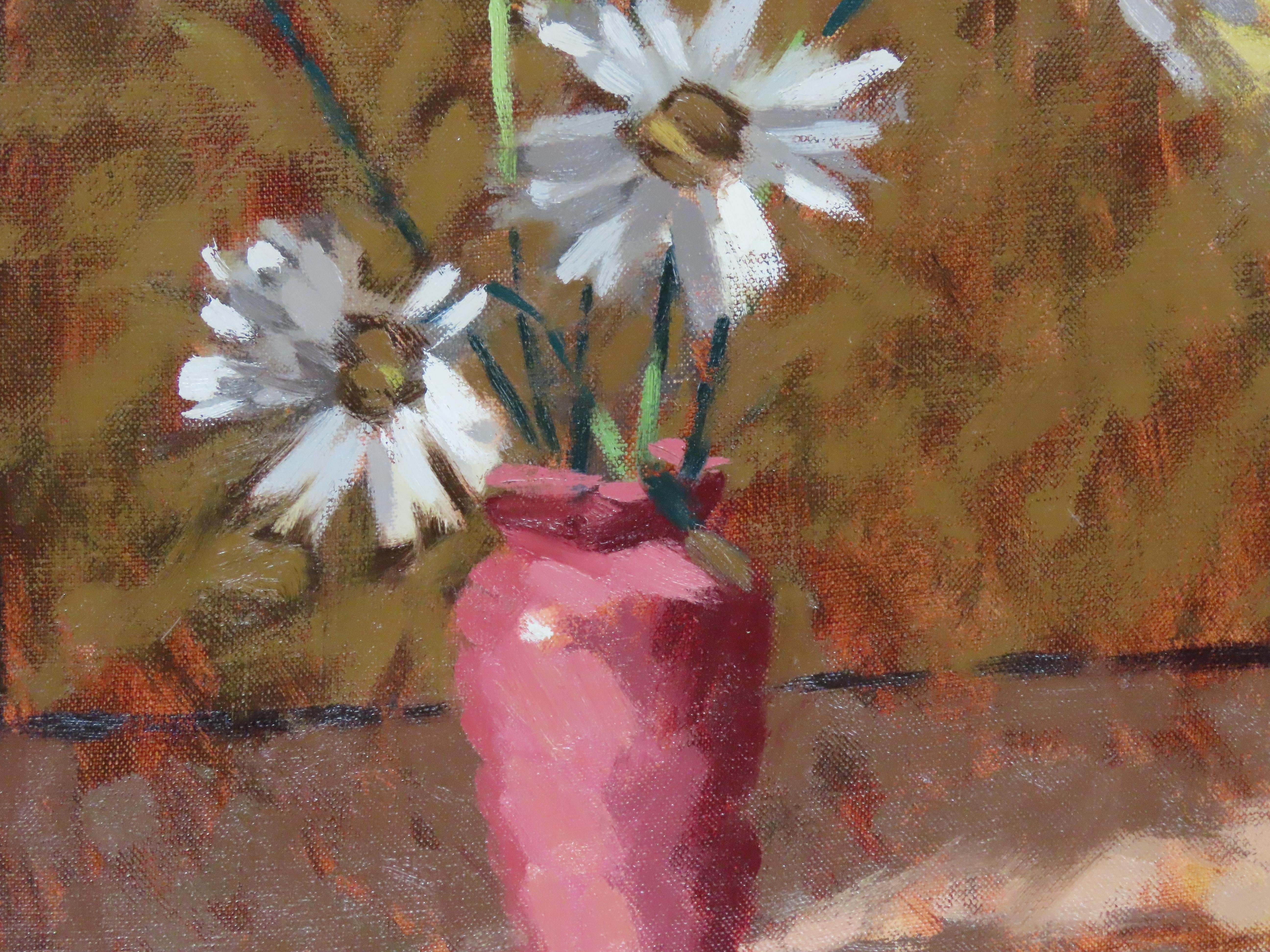 Original Ölgemälde auf Leinwand, David Wilson, „Stillleben mit Blumen“, Öl im Angebot 4