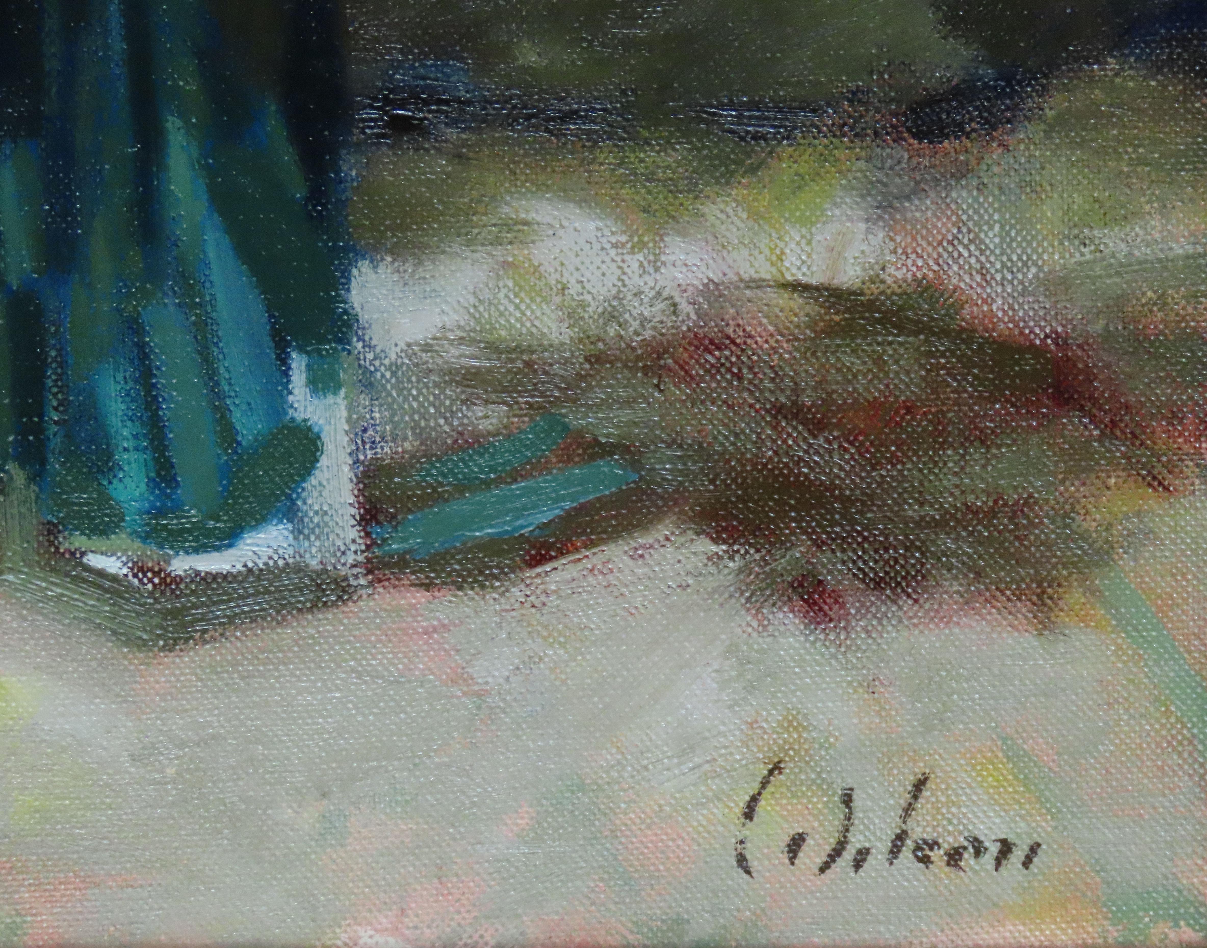 Original Ölgemälde auf Leinwand, David Wilson, „Stillleben mit Blumen“, Öl im Angebot 4