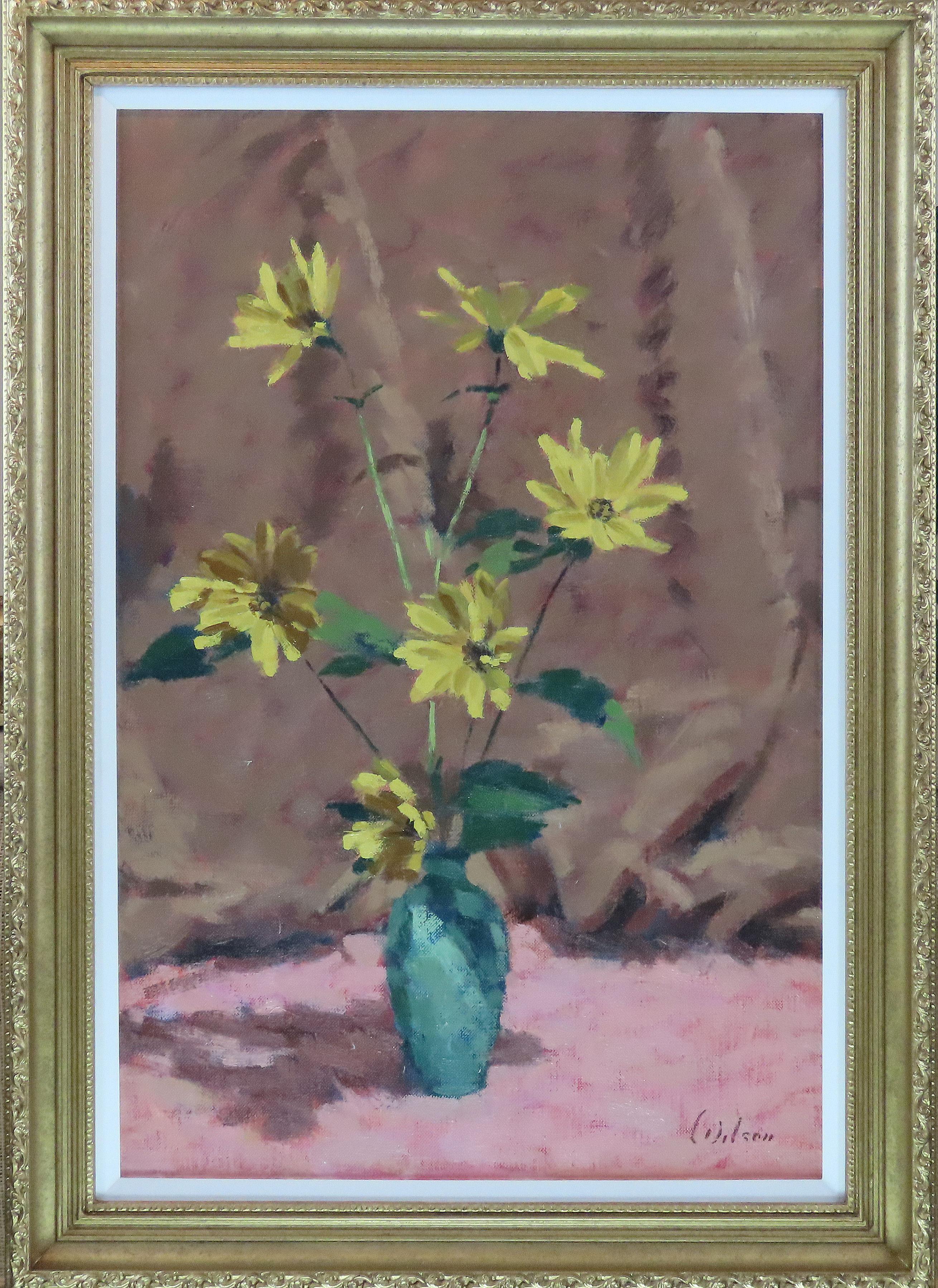 Huile sur toile originale de David Wilson, Still Life of Flowers