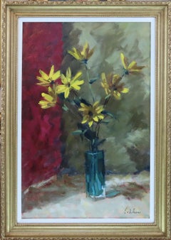 Vintage Original Oil on Canvas, David Wilson, " Still Life of Flowers"