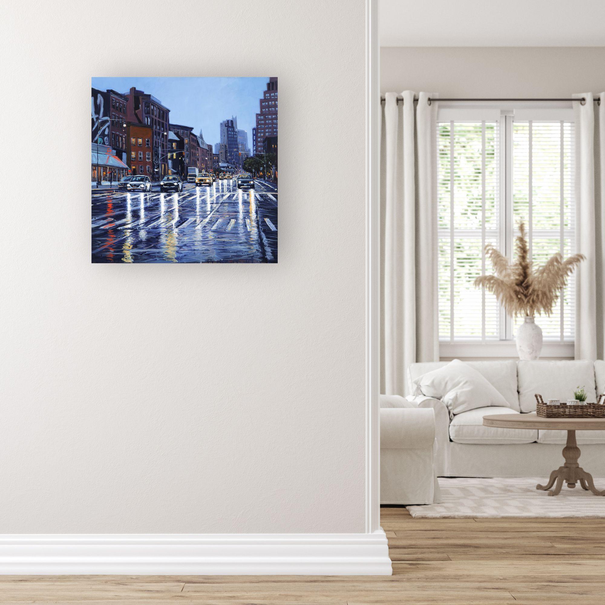 Out Of The Way – originelle moderne impressionistische Stadtlandschaft Londons Gemälde-Kunst – Painting von David Wilson
