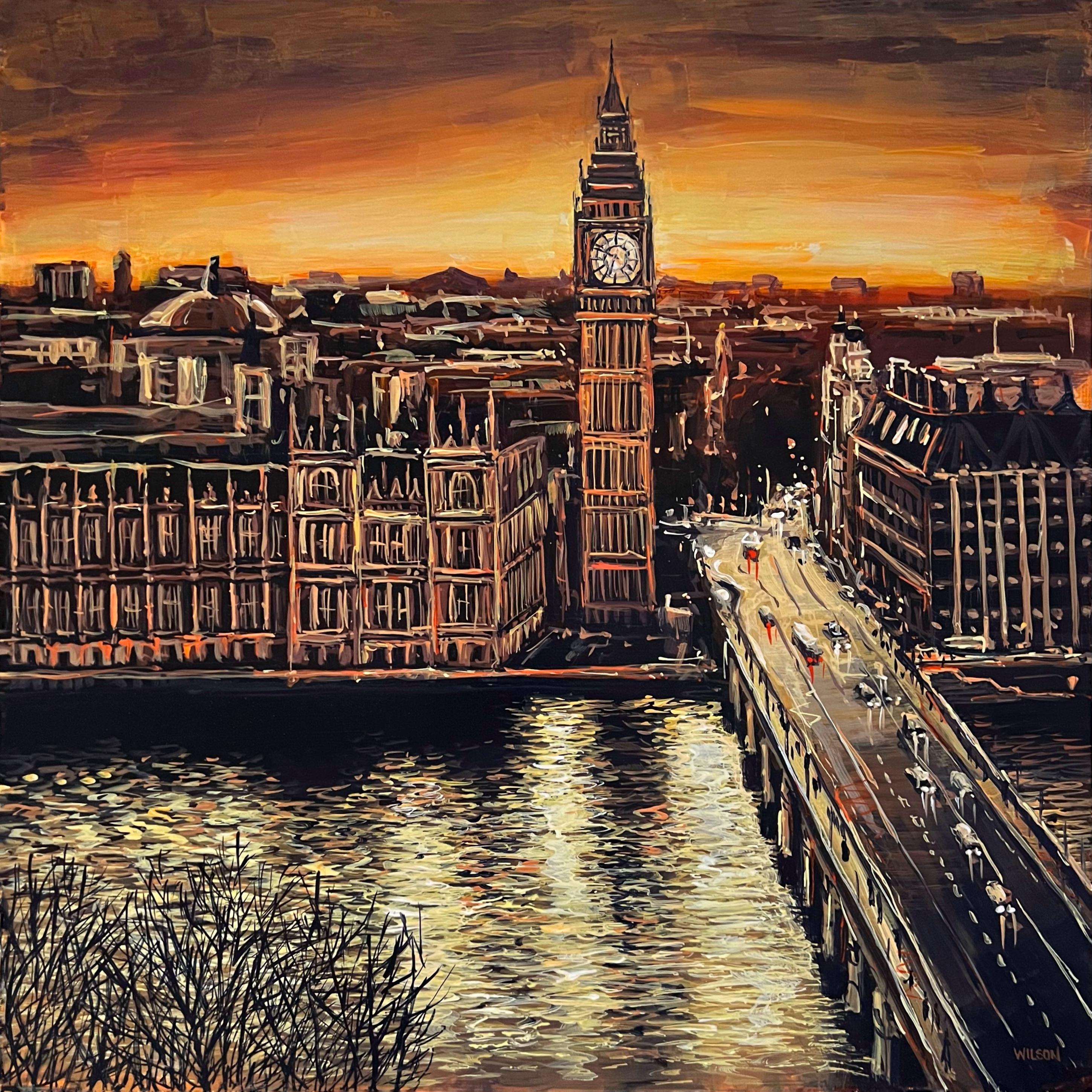 David Wilson Landscape Painting - Something I Left Behind-ORIGINAL Impressionism London cityscape painting- Art