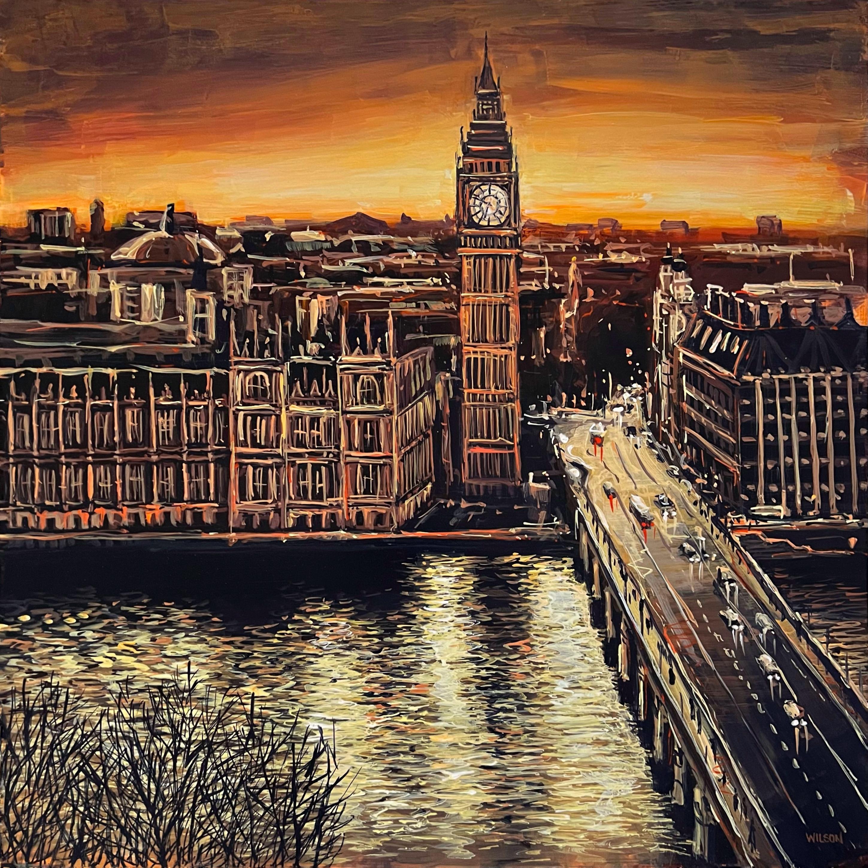 Algo que dejé atrás - pintura original Impresionismo Paisaje urbano de Londres - Arte