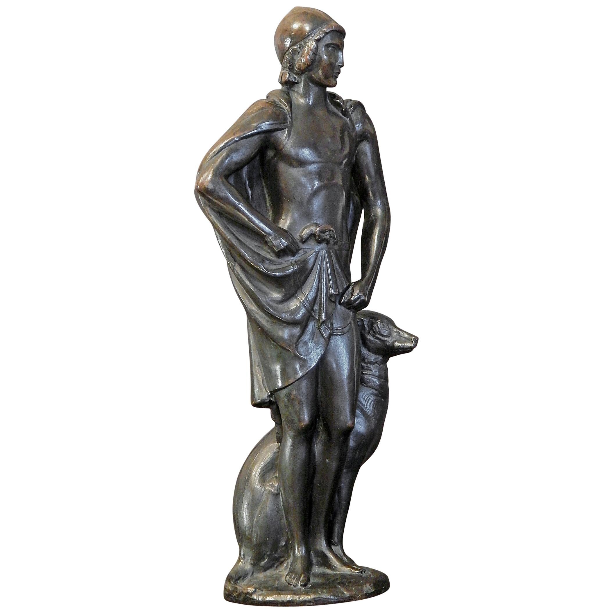 "David with His Hound," Unique and Important Sculpture by Paul Manship, 1914