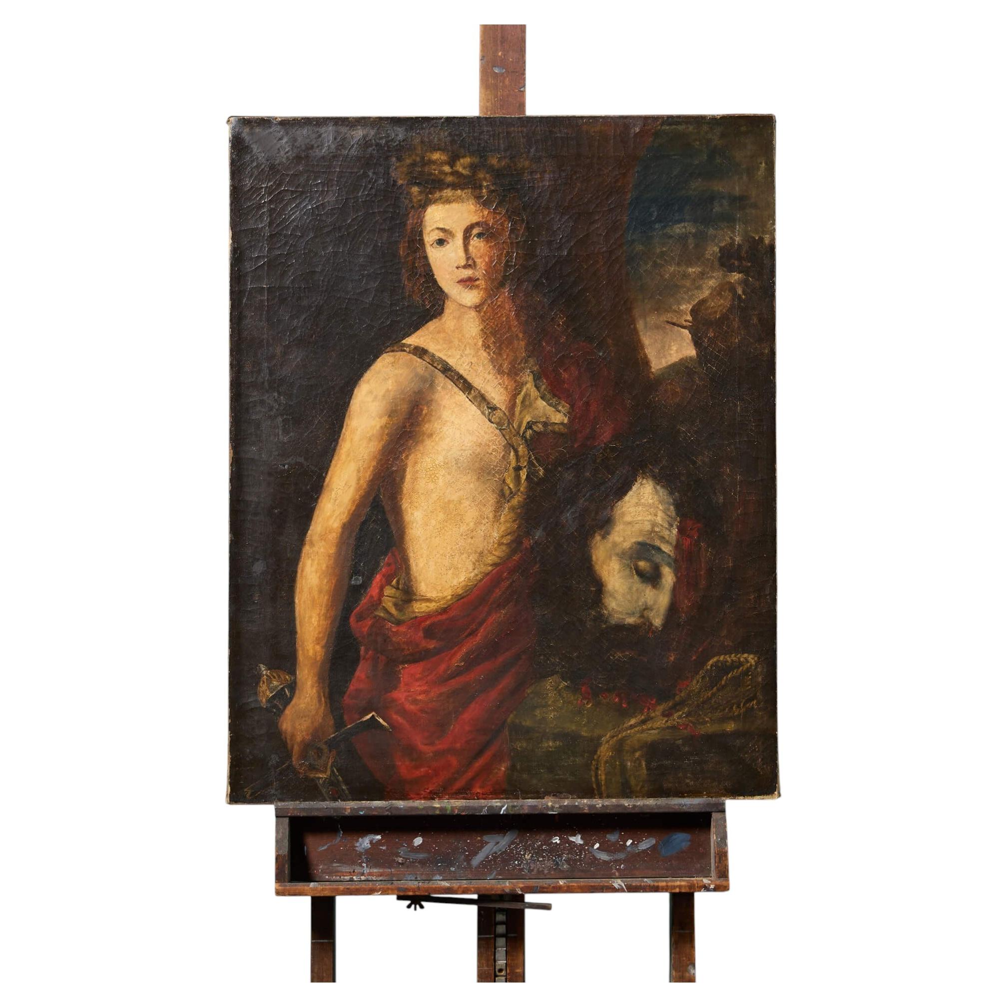 David With The Head of Goliath After Hendrick de Somer (1602–1655) Oil Painting For Sale