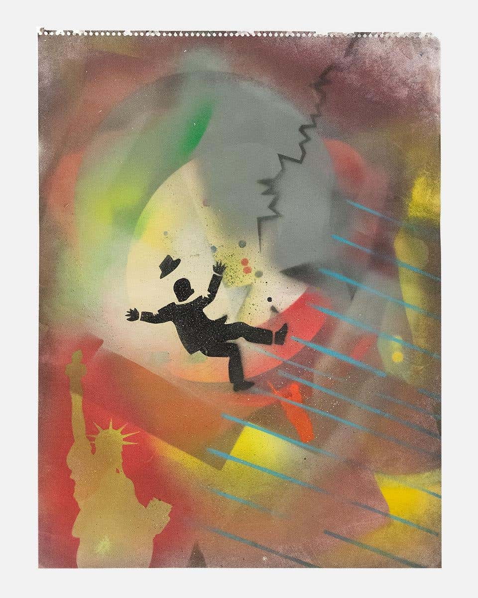 Falling Man and Statue of Liberty