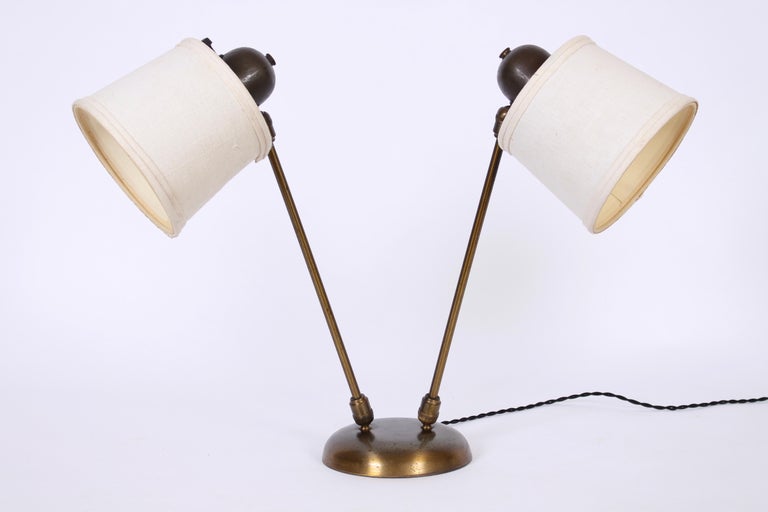 David Wurster Double Head Brass Desk Lamp with Barrel Shades, C. 1950 For  Sale at 1stDibs | two headed table lamp, table lamp with two heads, two  head table lamp