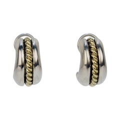 David Wysor Sterling Silver & 14 Karat Gold Hoop Earrings with Omega Clip Backs