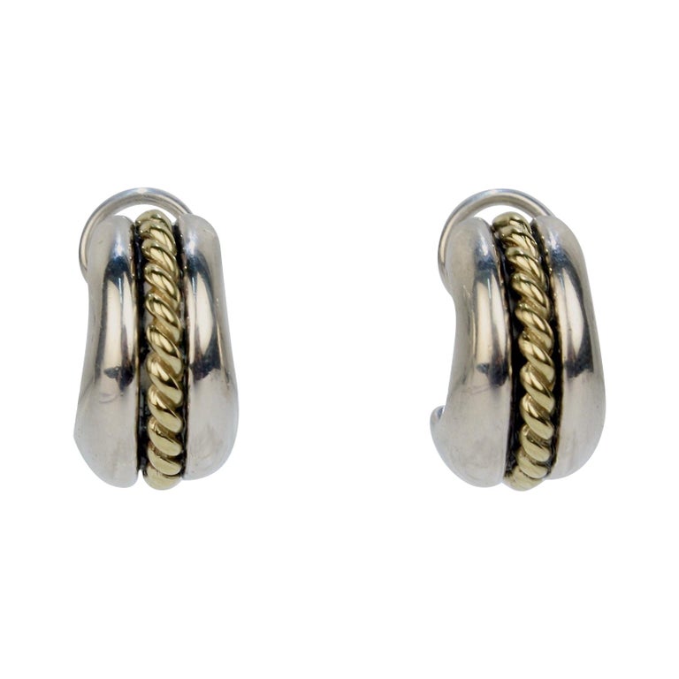 David Wysor Sterling Silver and 14 Karat Gold Hoop Earrings with Omega Clip  Backs For Sale at 1stDibs | sterling silver clip on earrings, david wysor  jewelry, earrings with clip backs