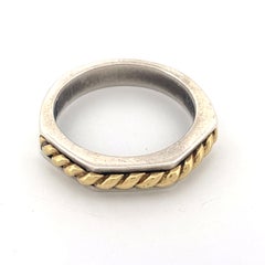 Sterling Silver and 18k Gold Rope Inlay Ring, Contemporary Design