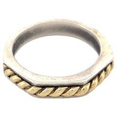 Sterling Silver and 18k Gold Rope Inlay Ring, Contemporary Design
