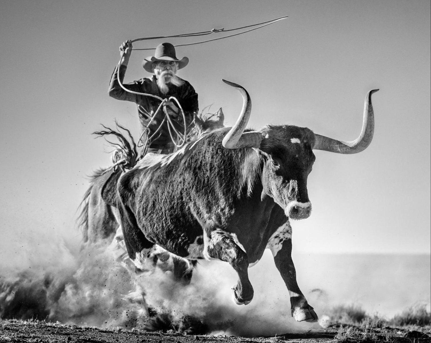 David Yarrow Black and White Photograph - Ain't My First Rodeo