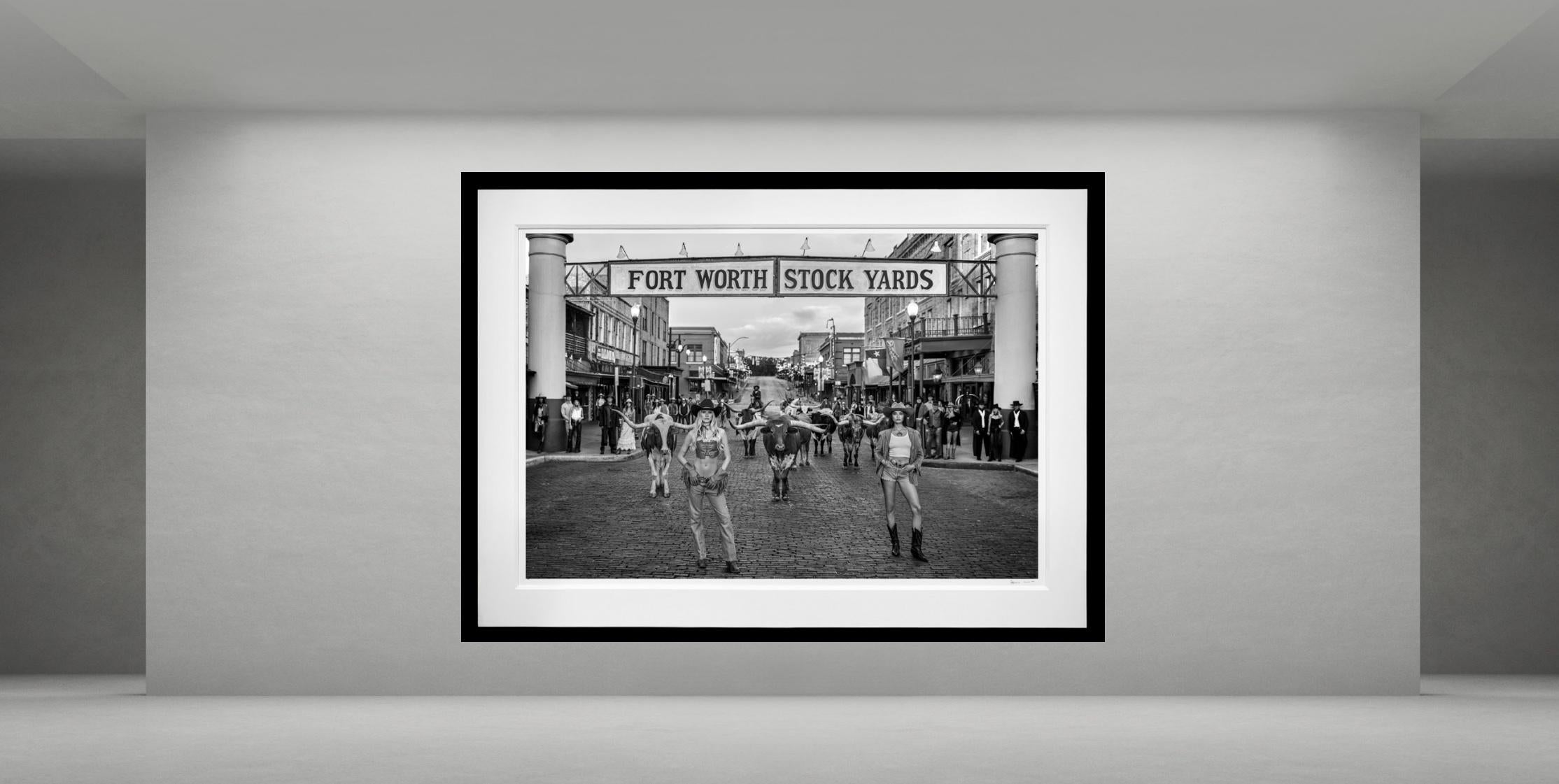 All Nighter in Cowtown, Texas by David Yarrow - Fort Worth Stock Yards For Sale 1