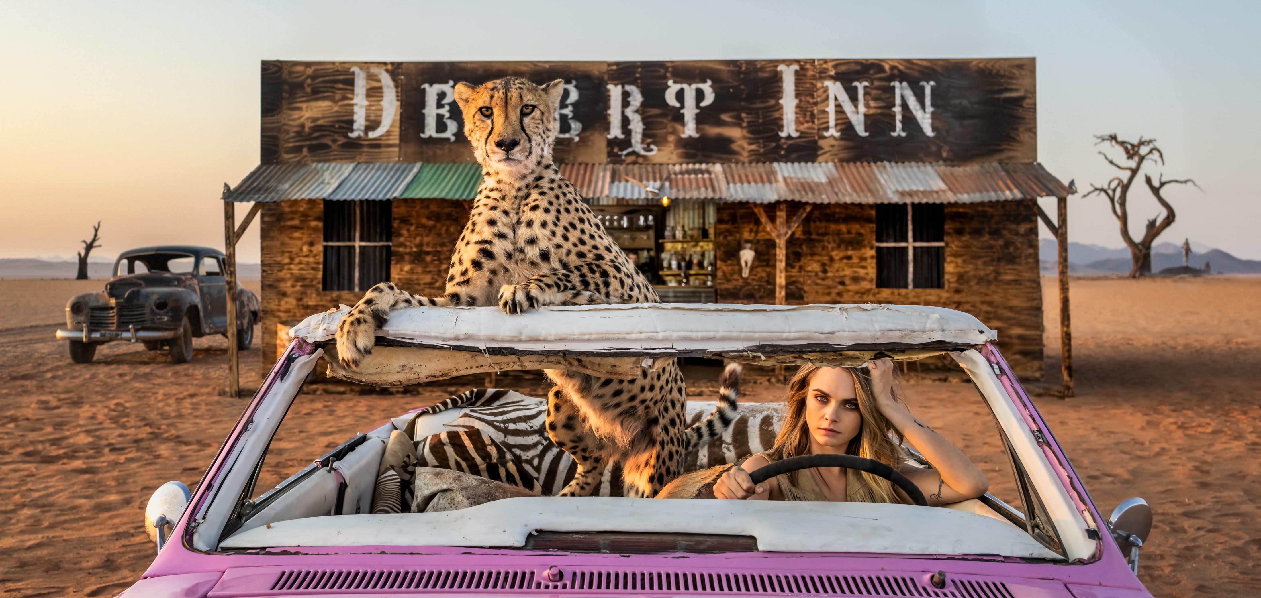 Bad Asses (Colour) by David Yarrow - Cara Delevingne - Cheetah - Namibia