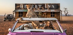 Bad Asses II (Colour) by David Yarrow - Cara Delevingne - Cheetah - Desert - Bar